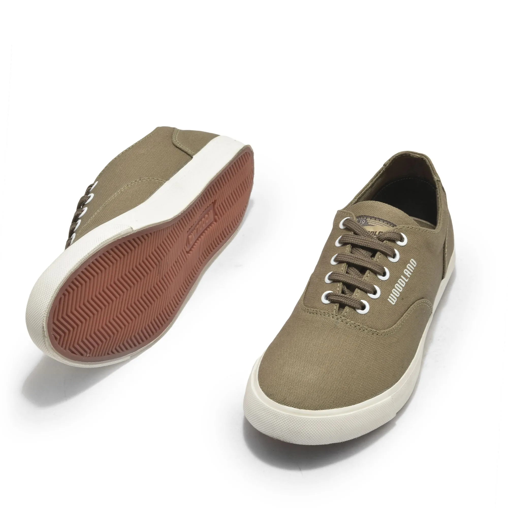 Khaki Canvas Sneakers for Men - Thumbnail 4