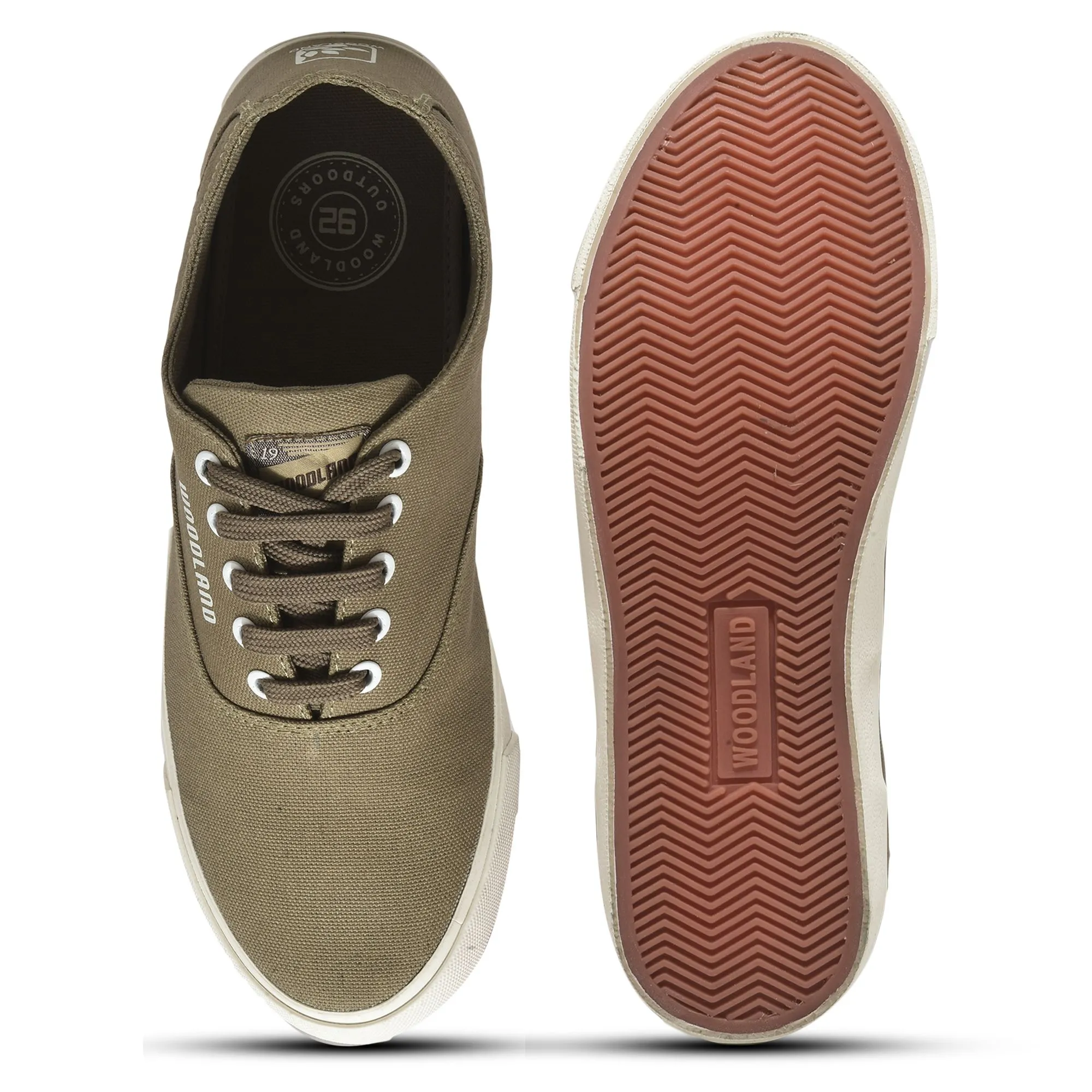Khaki Canvas Sneakers for Men - Thumbnail 7