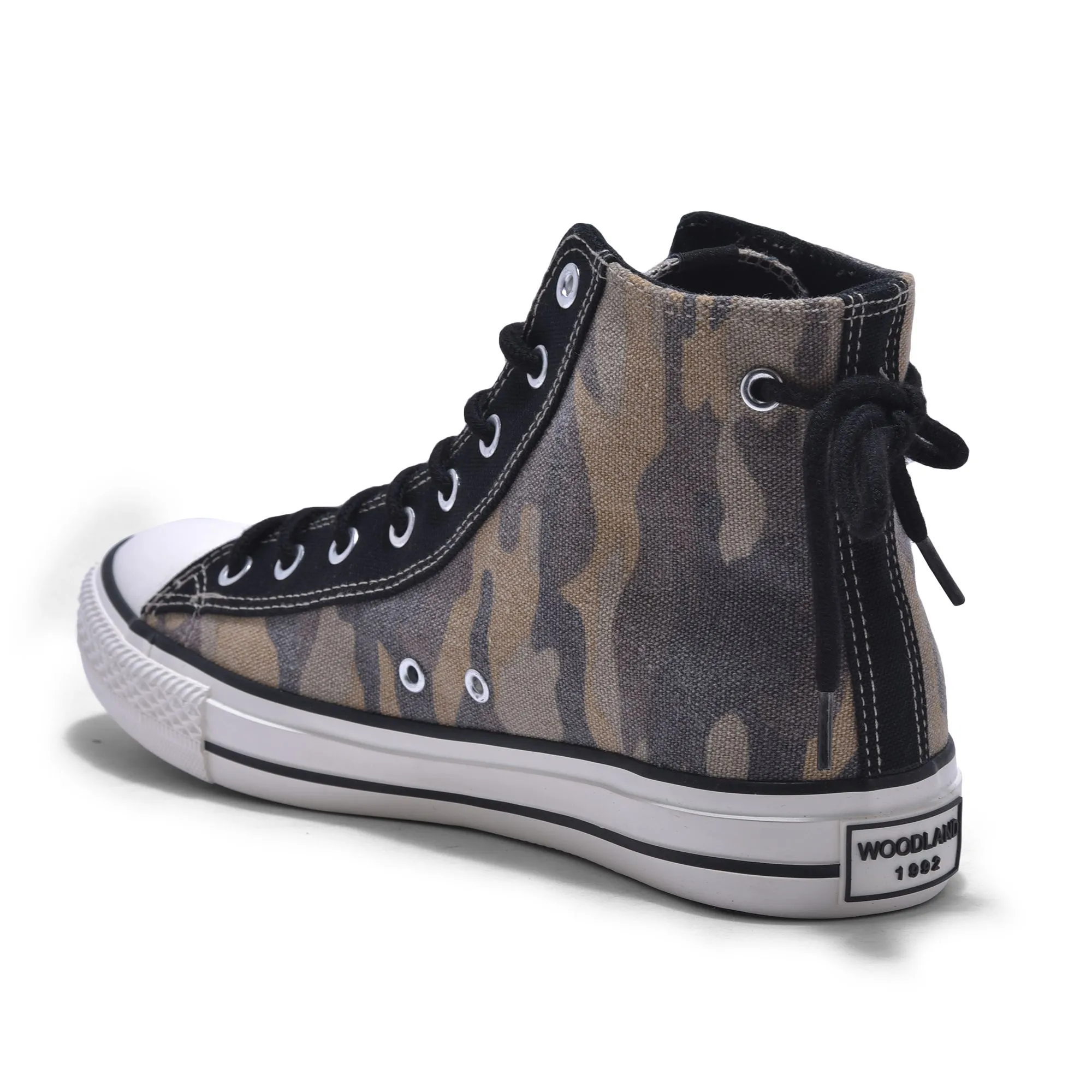 Brown high ankle canvas sneaker for men - Thumbnail 5