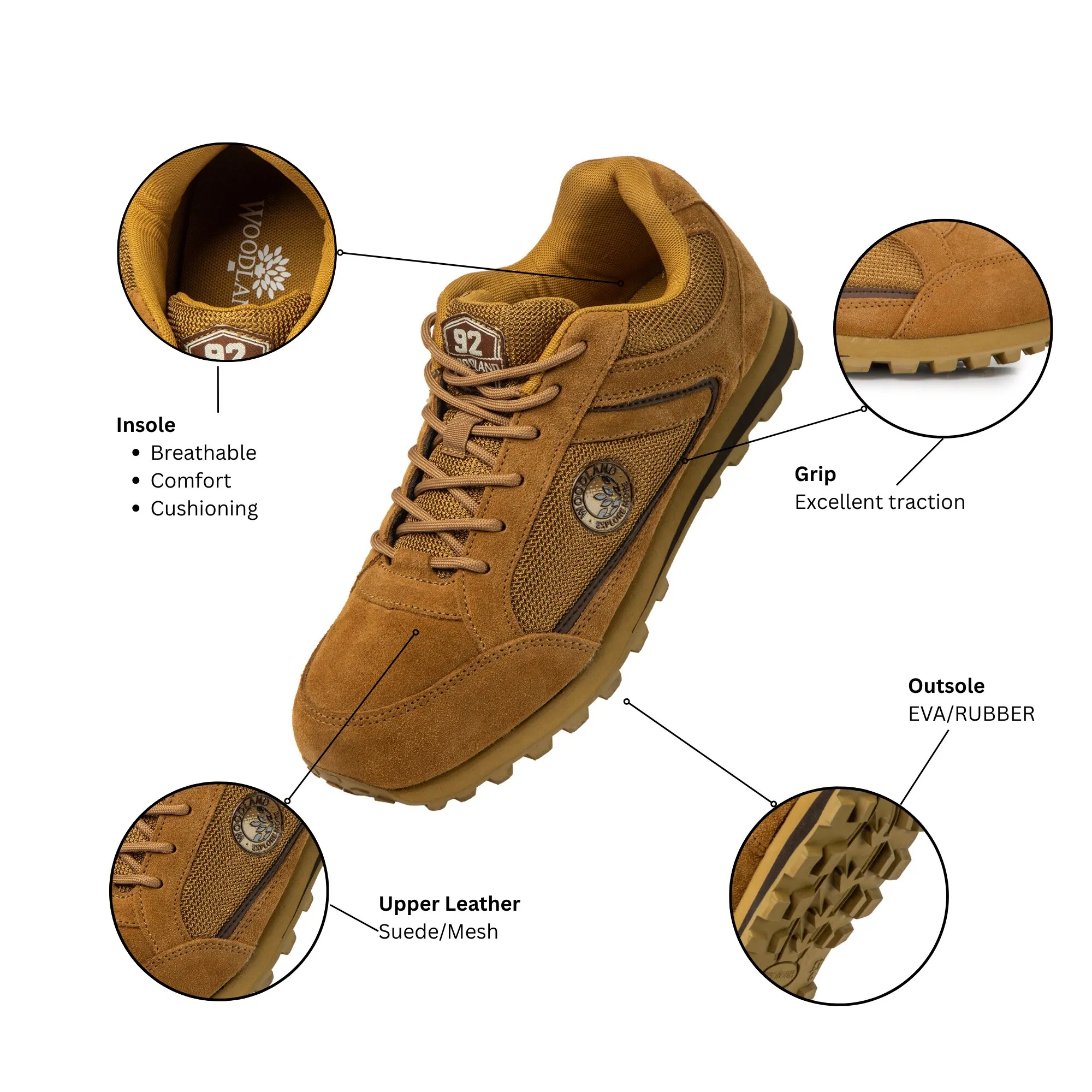 Woodland Men Camel Suede Casual Jogger Shoes - Thumbnail 5