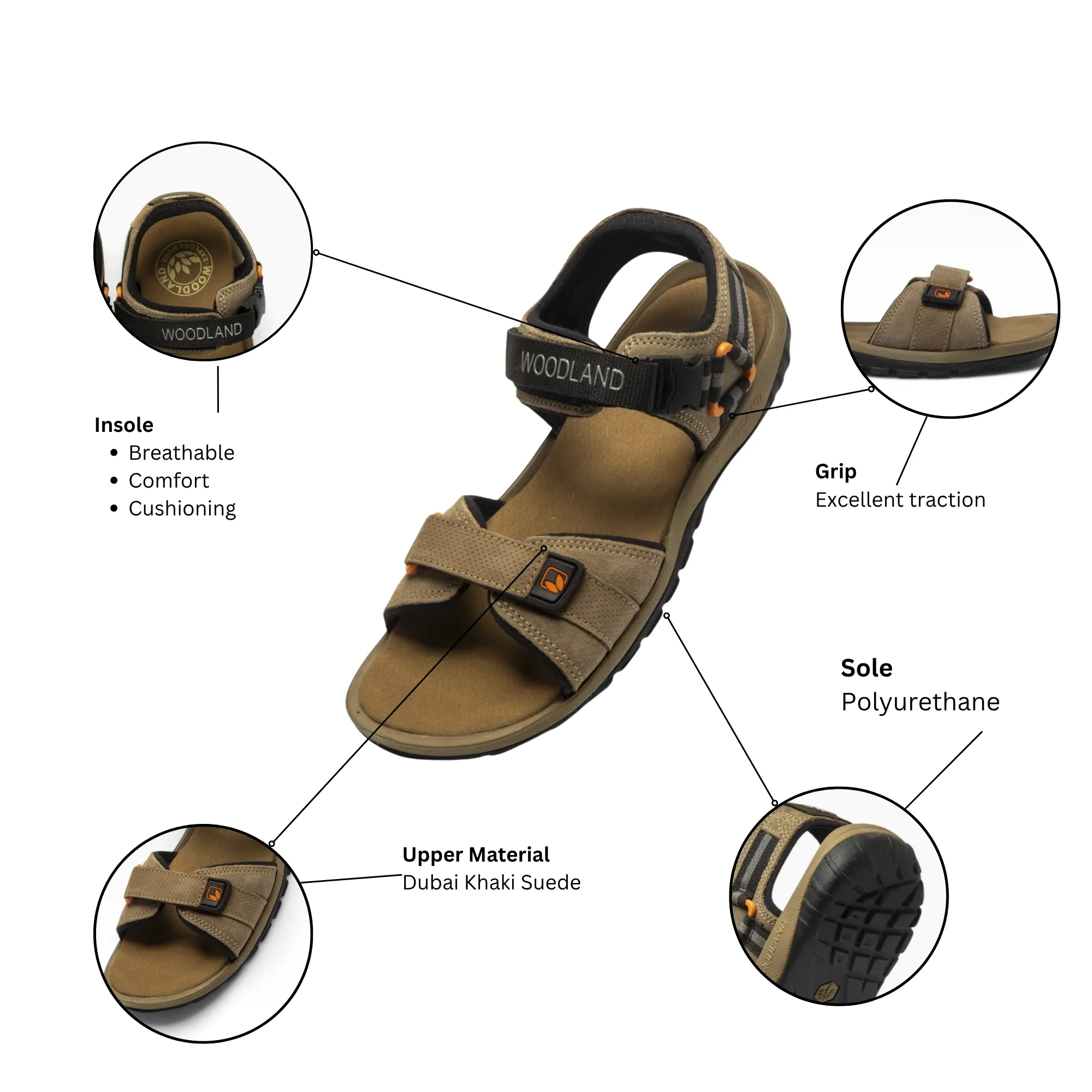 Dubai Khaki Sandal For Men - Thumbnail 15