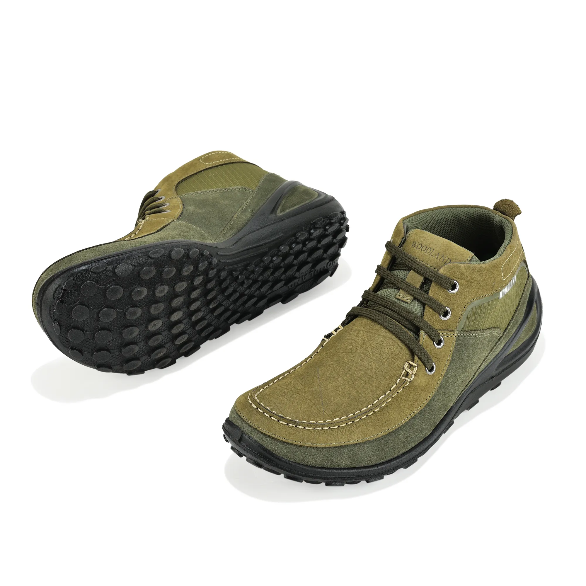 Woodland Olive Green Suede Lace-Up Shoes - Thumbnail 6