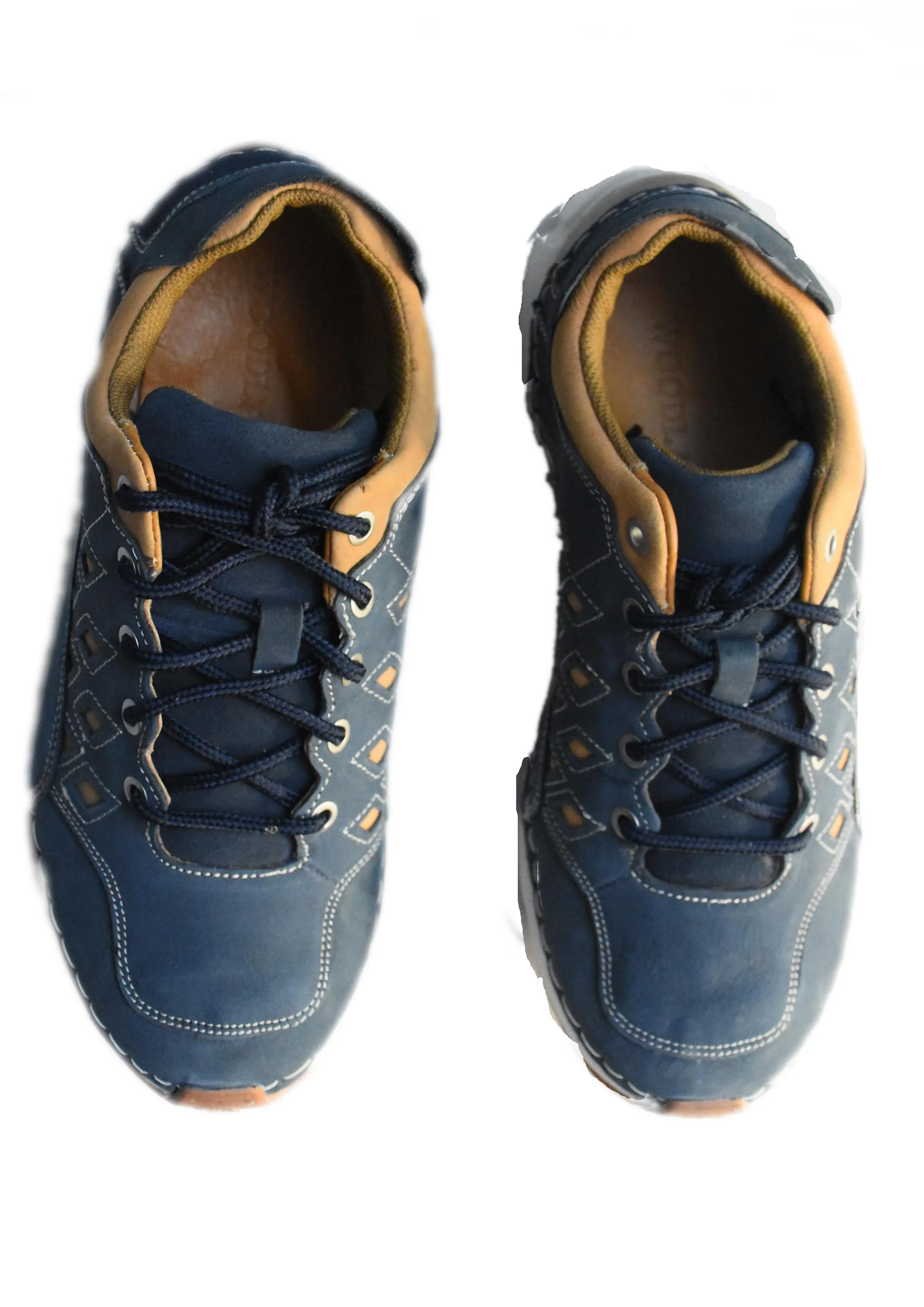 Navy Suede Lace Up Shoes For Men - Thumbnail 3