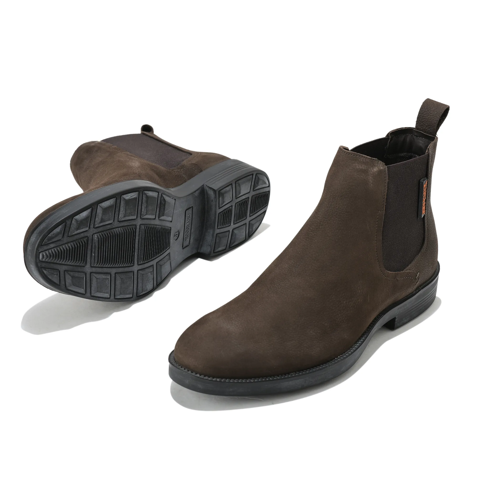 Woodland Men Brown Suede Chelsea Boots - Thumbnail 6