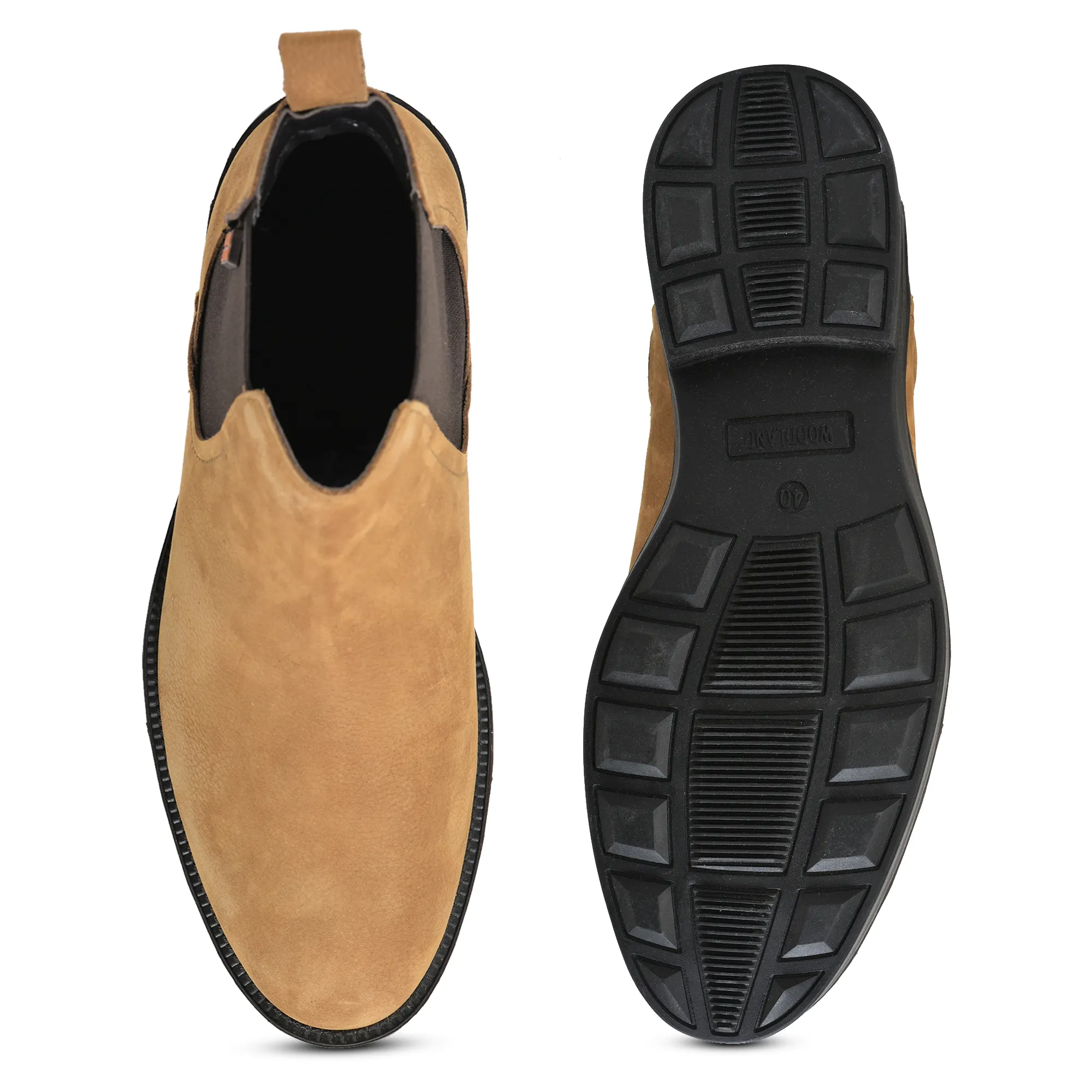 Woodland Men Camel Suede Chelsea Boots - Thumbnail 9