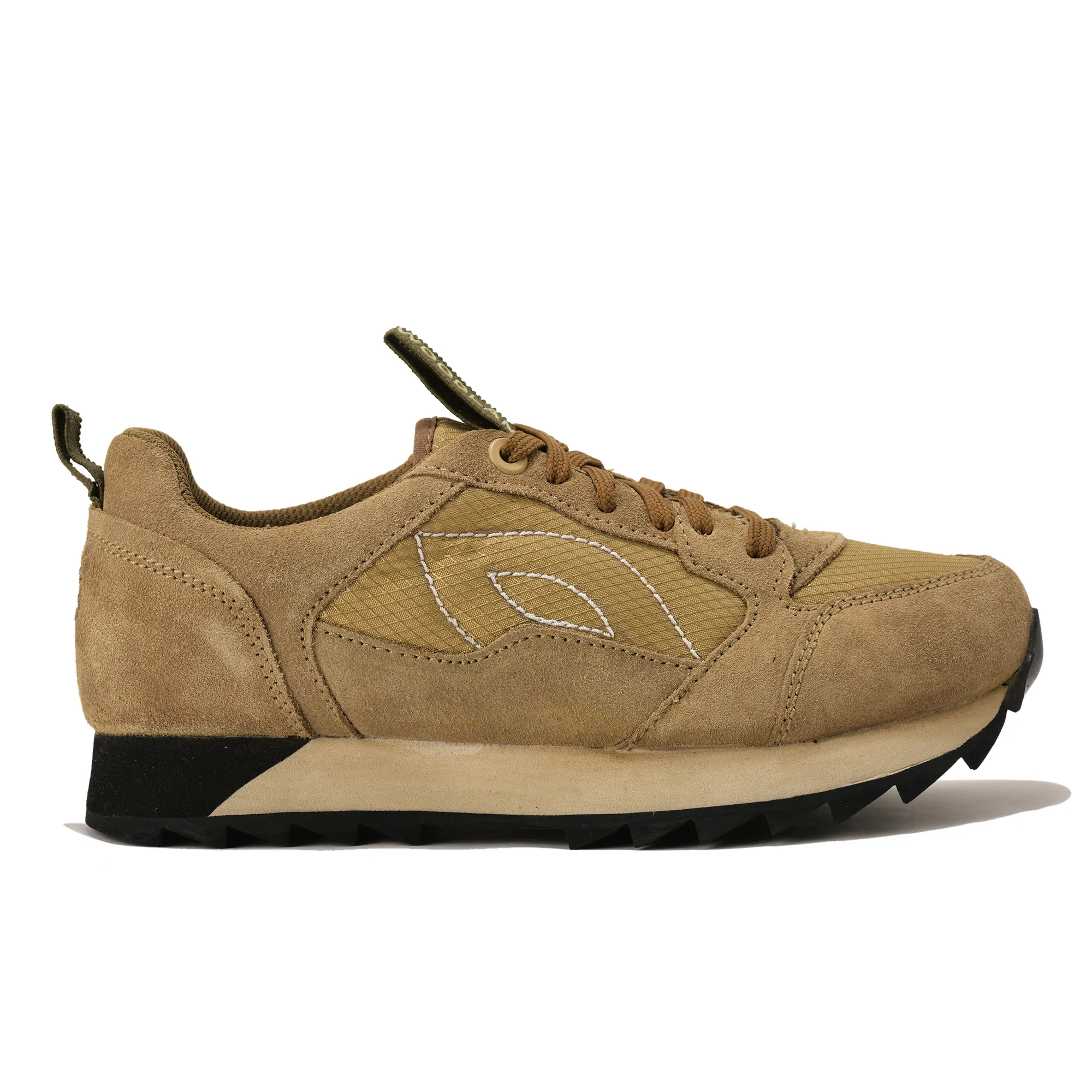 Men Camel Suede Lace-Up Casual Joggers - Thumbnail 2