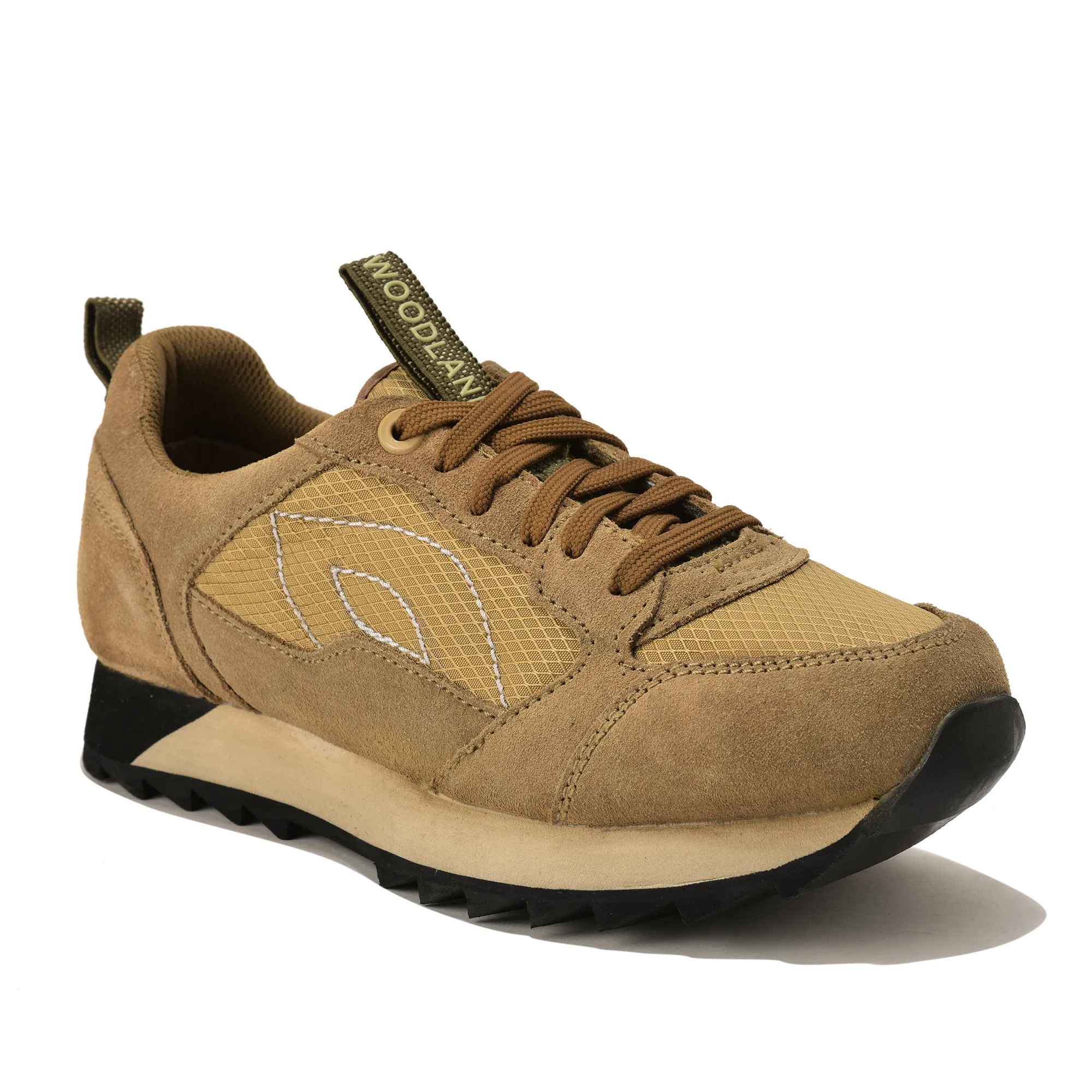 Men Camel Suede Lace-Up Casual Joggers - Thumbnail 3