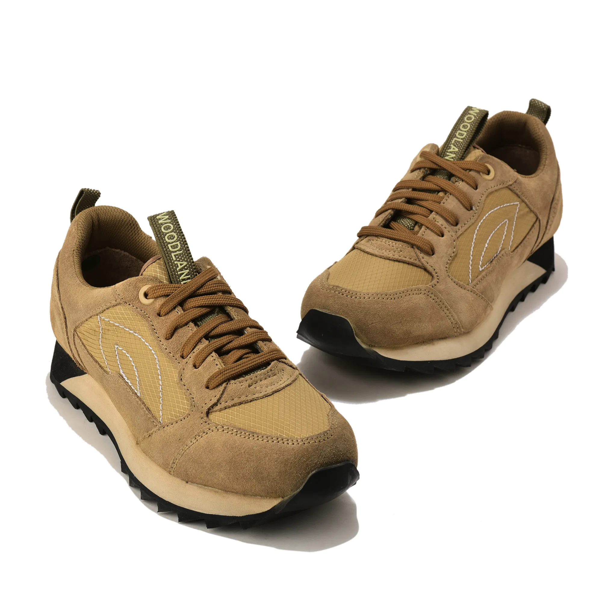 Men Camel Suede Lace-Up Casual Joggers - Thumbnail 4
