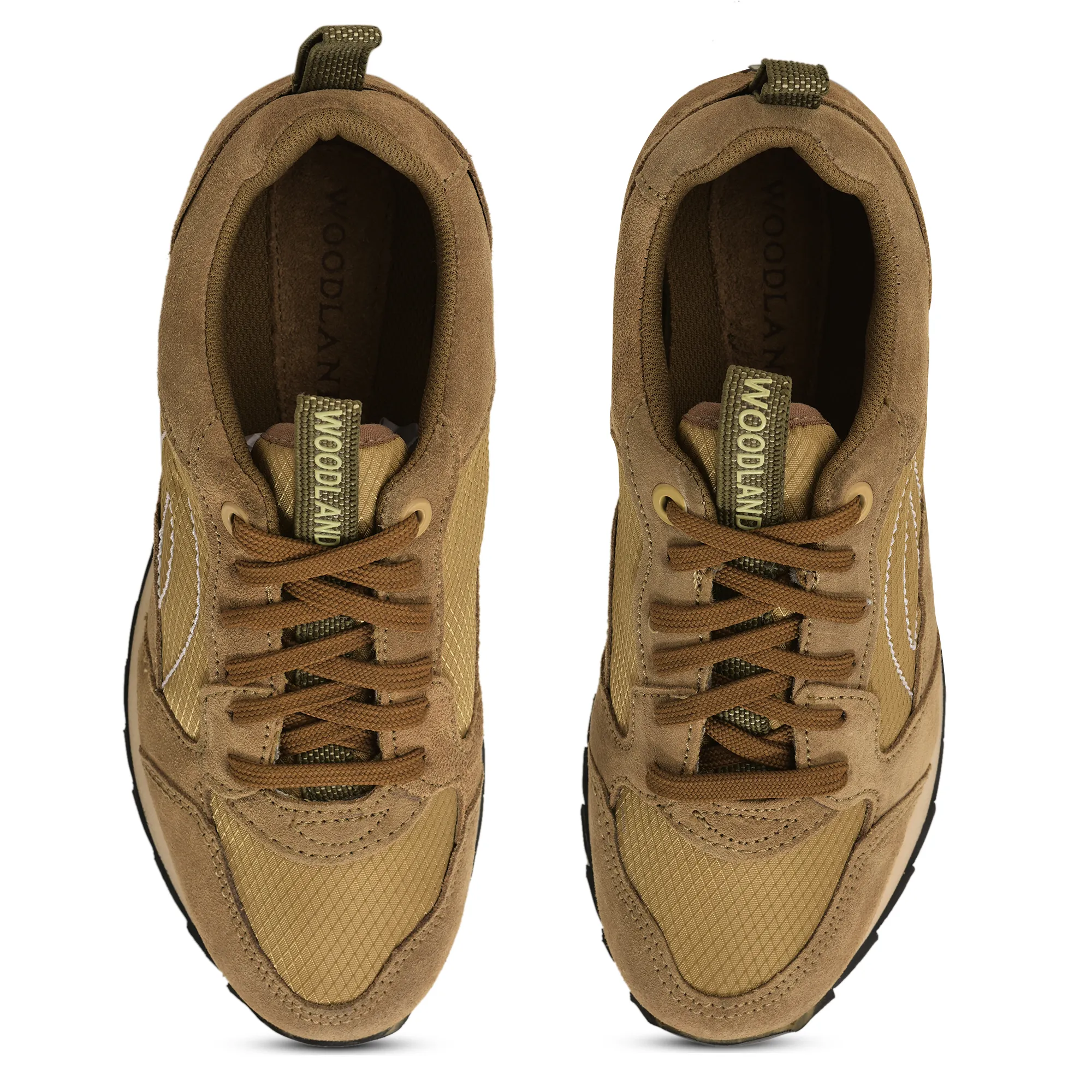 Men Camel Suede Lace-Up Casual Joggers - Thumbnail 5