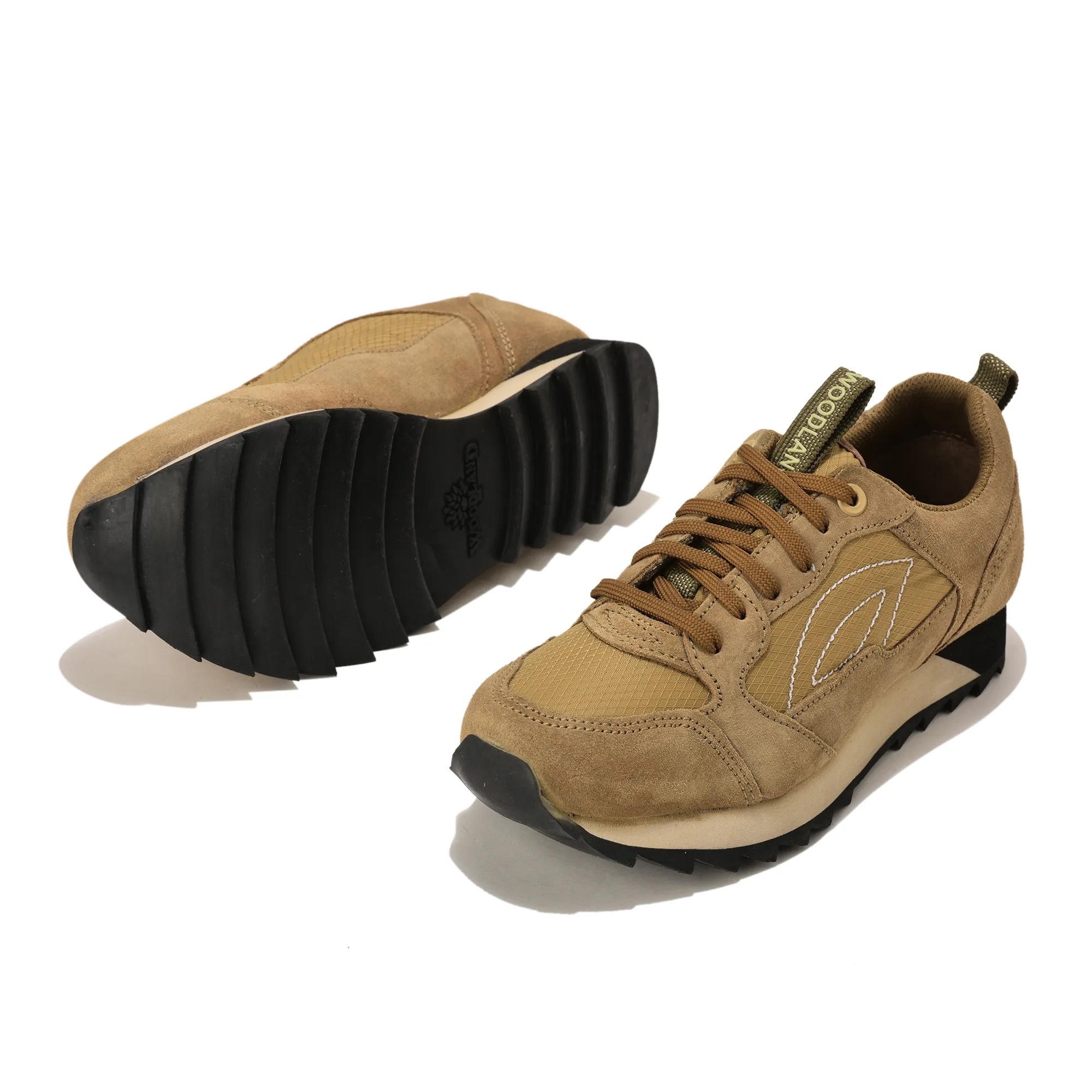 Men Camel Suede Lace-Up Casual Joggers - Thumbnail 6
