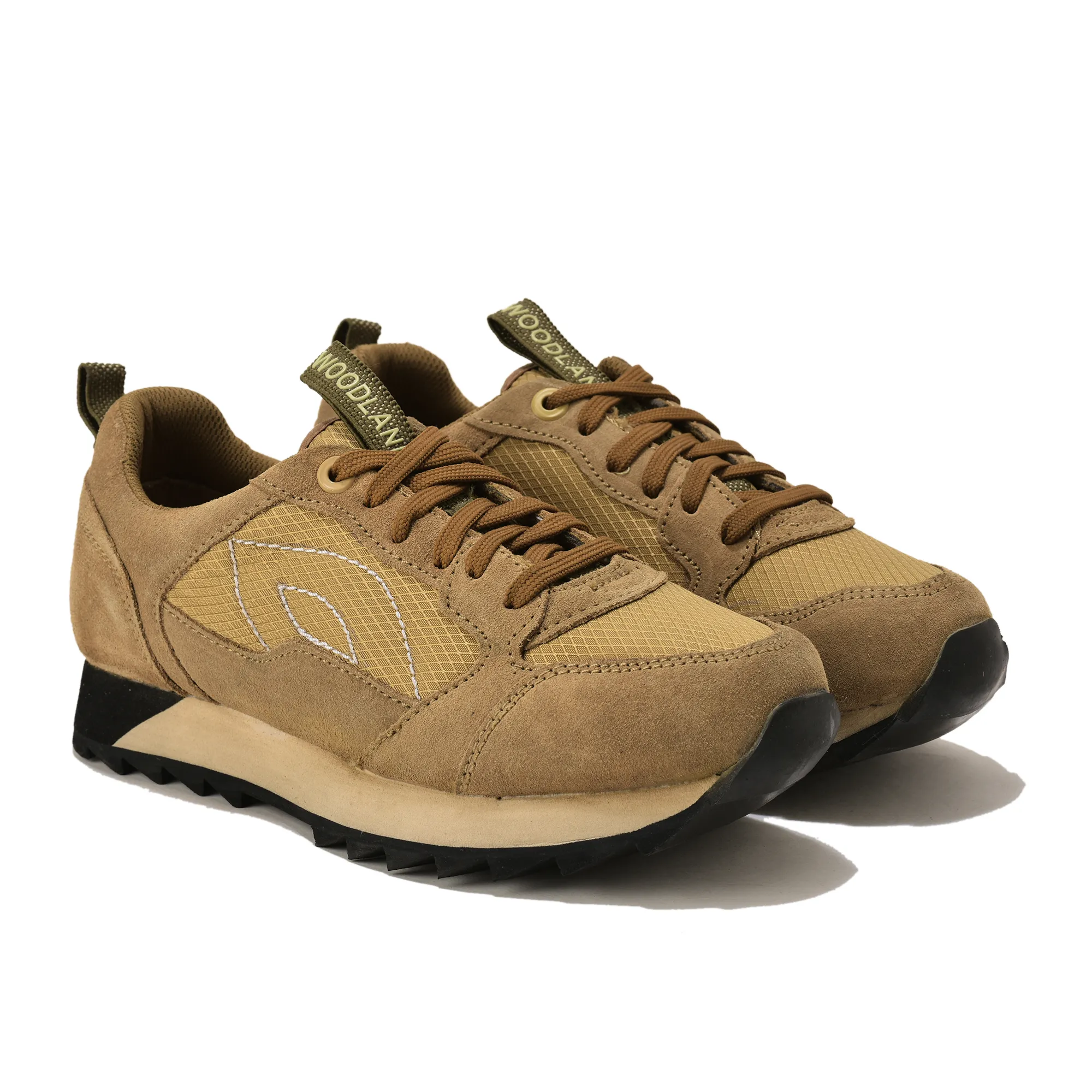 Men Camel Suede Lace-Up Casual Joggers - Thumbnail 8