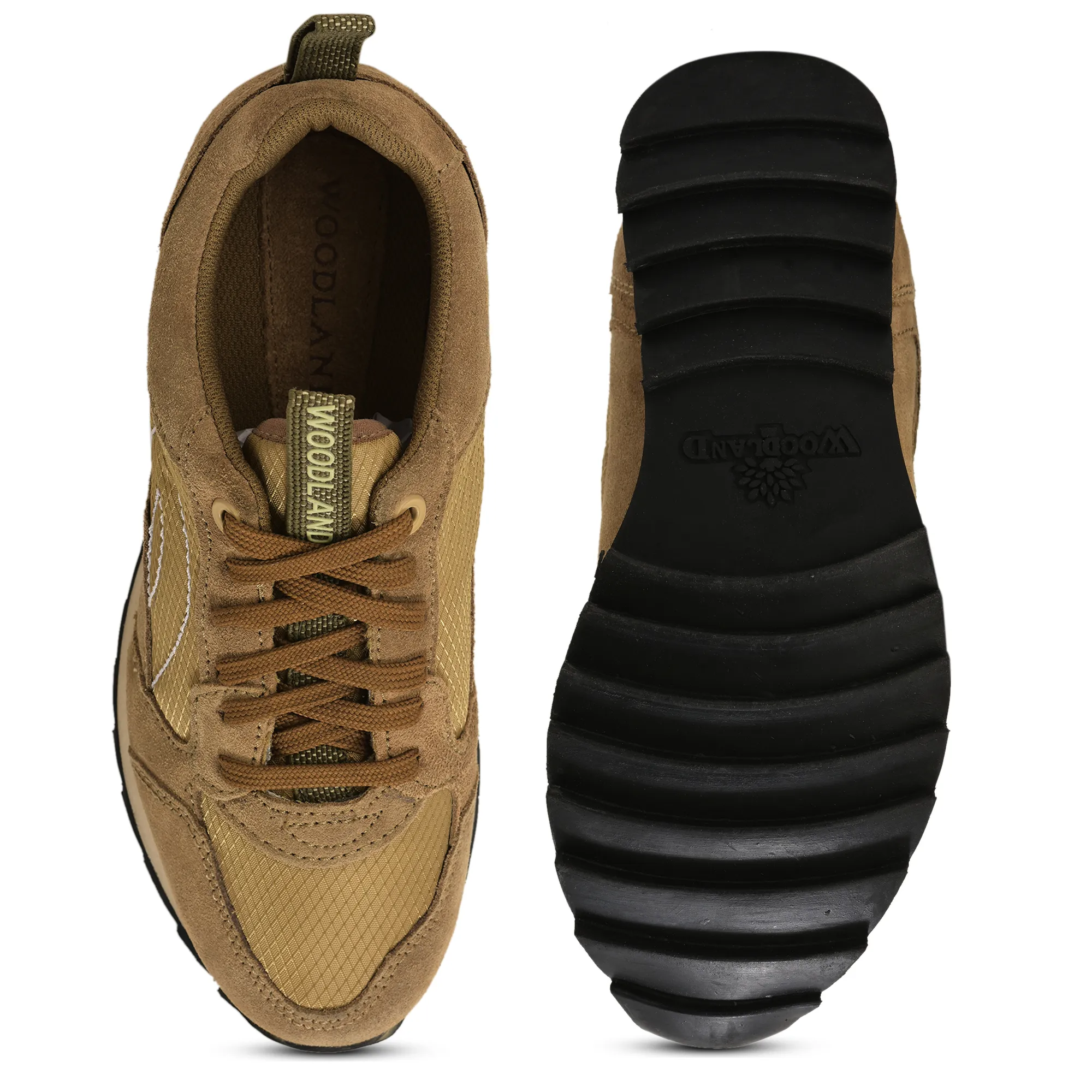 Men Camel Suede Lace-Up Casual Joggers - Thumbnail 9