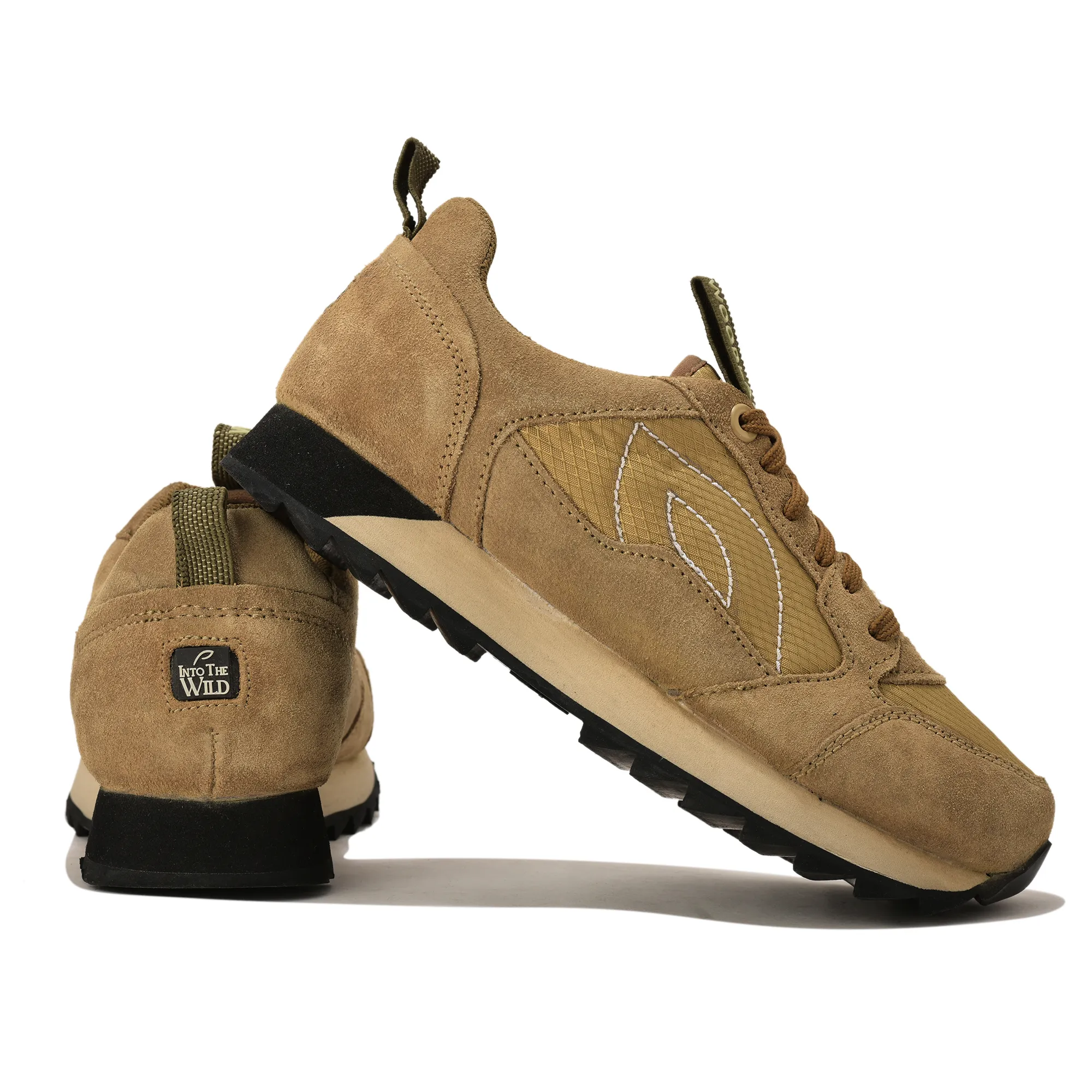 Men Camel Suede Lace-Up Casual Joggers - Thumbnail 10