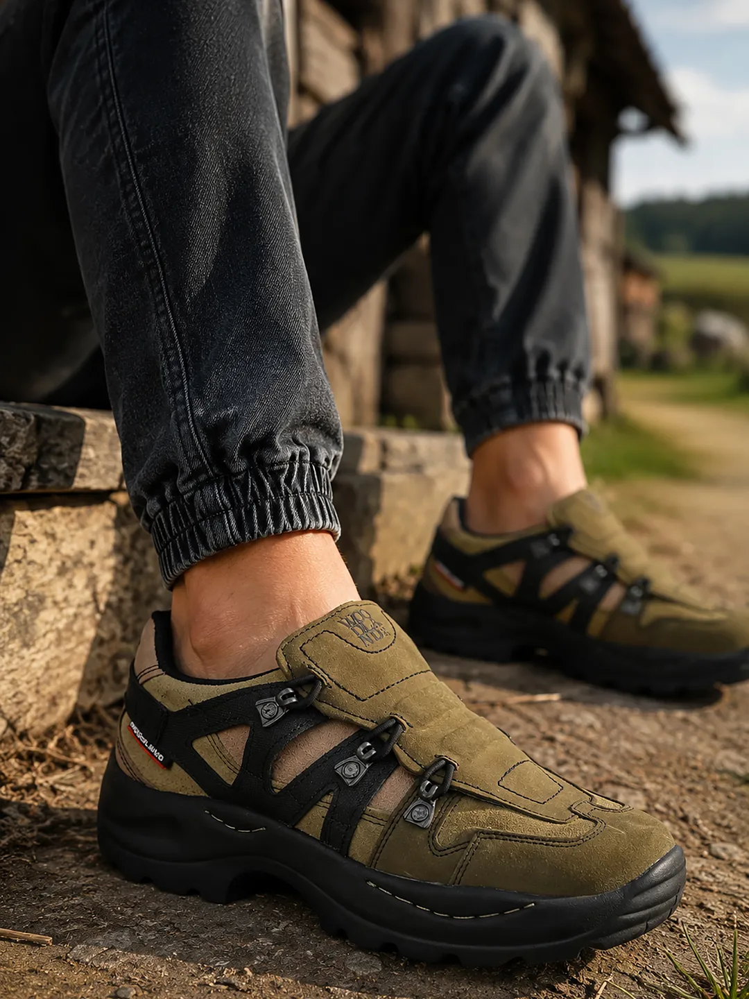 woodland-men-s-olive-green-snap-suede-casual-slip-ons