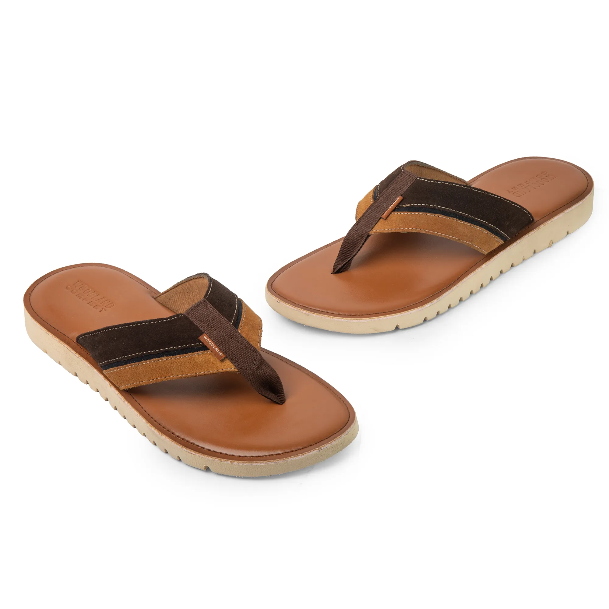 Woodland Men’s Dark Brown/Tan Signature Suede Slippers - Thumbnail 4