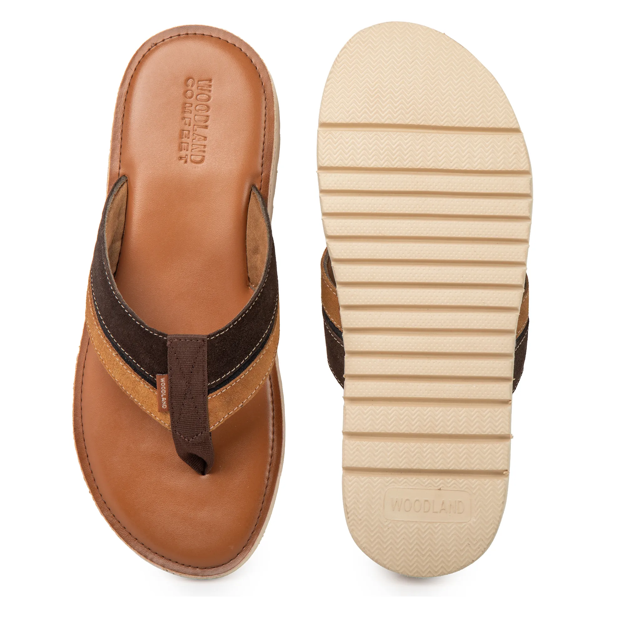 Woodland Men’s Dark Brown/Tan Signature Suede Slippers - Thumbnail 9