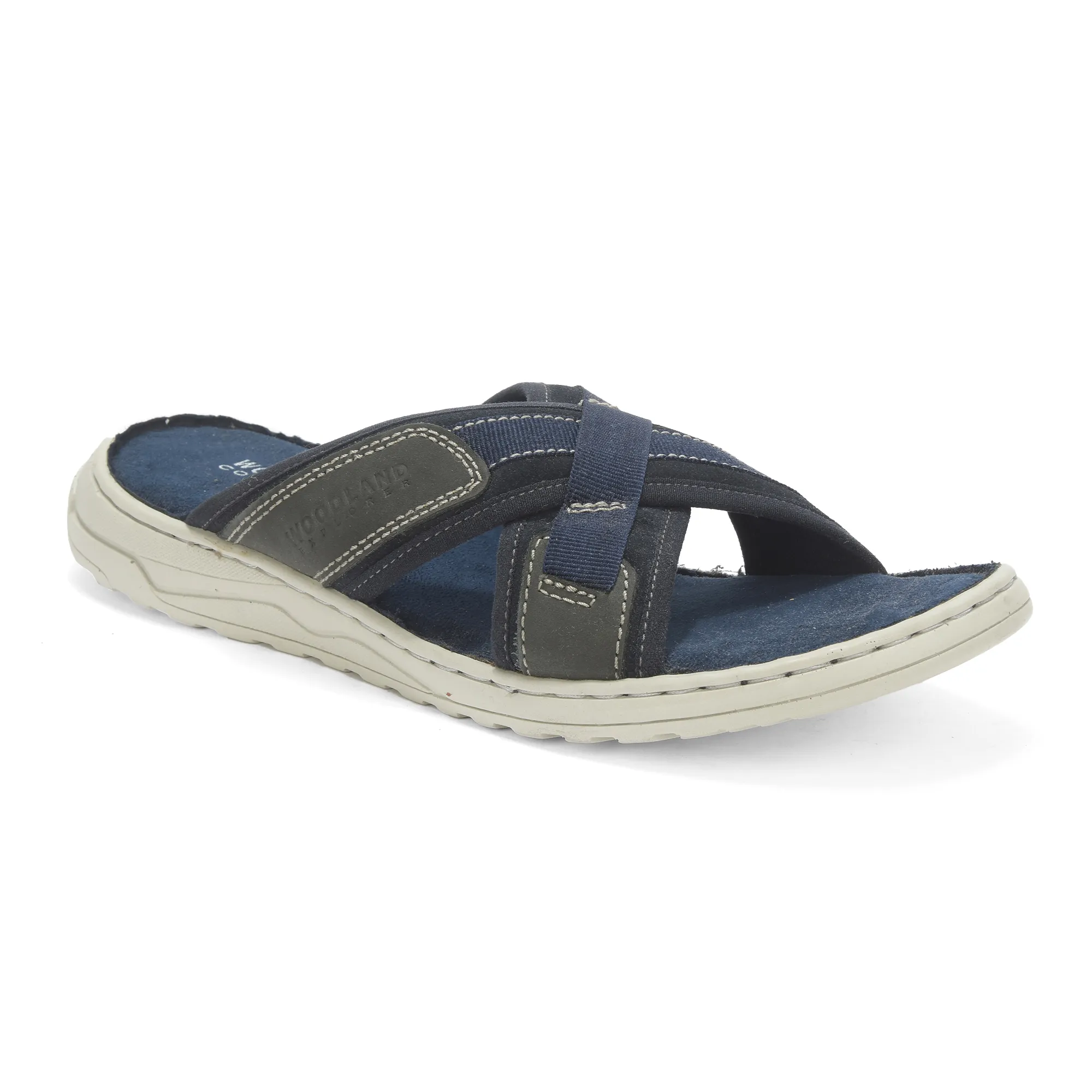 Suede Navy Slippers For Men - Thumbnail 3