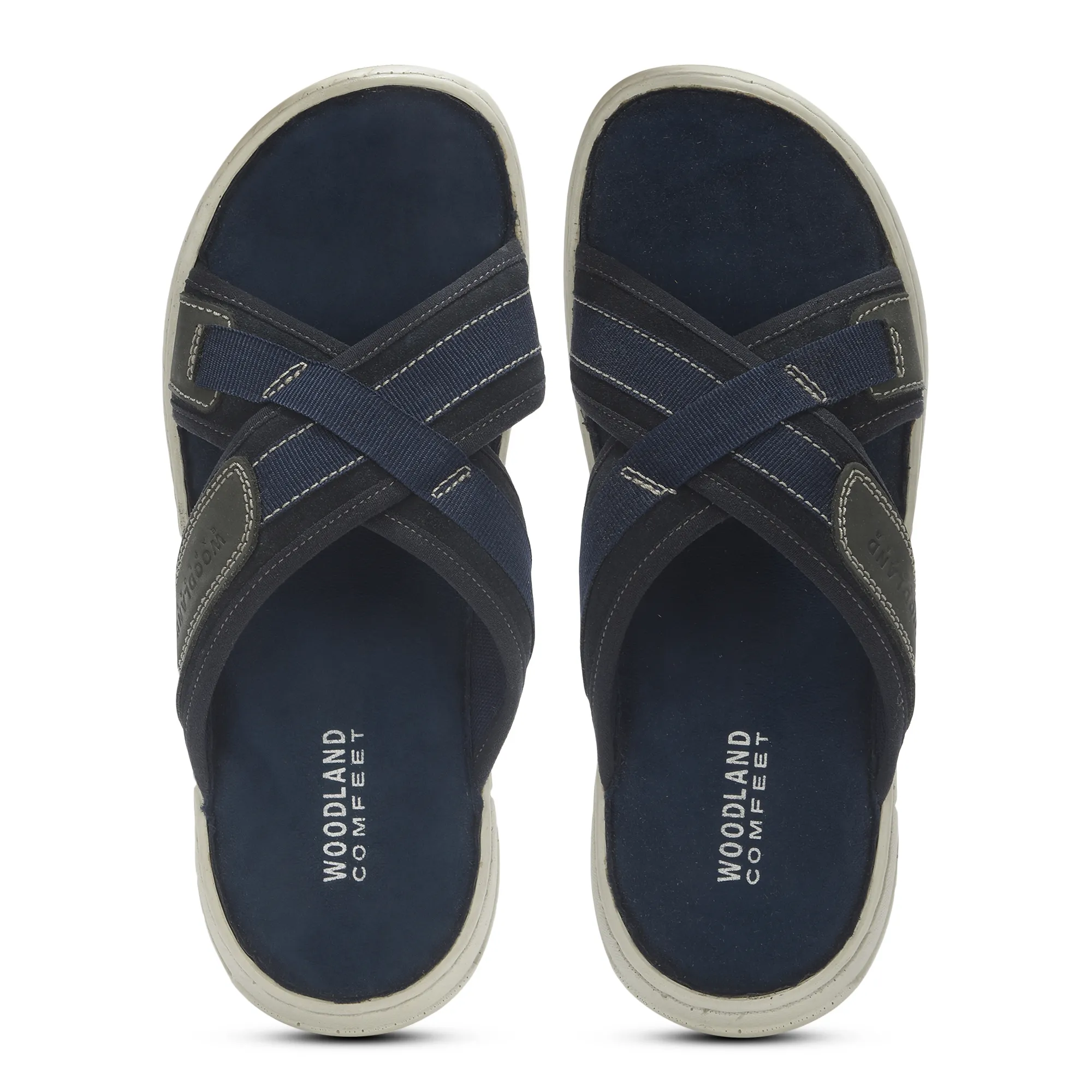 Suede Navy Slippers For Men - Thumbnail 5