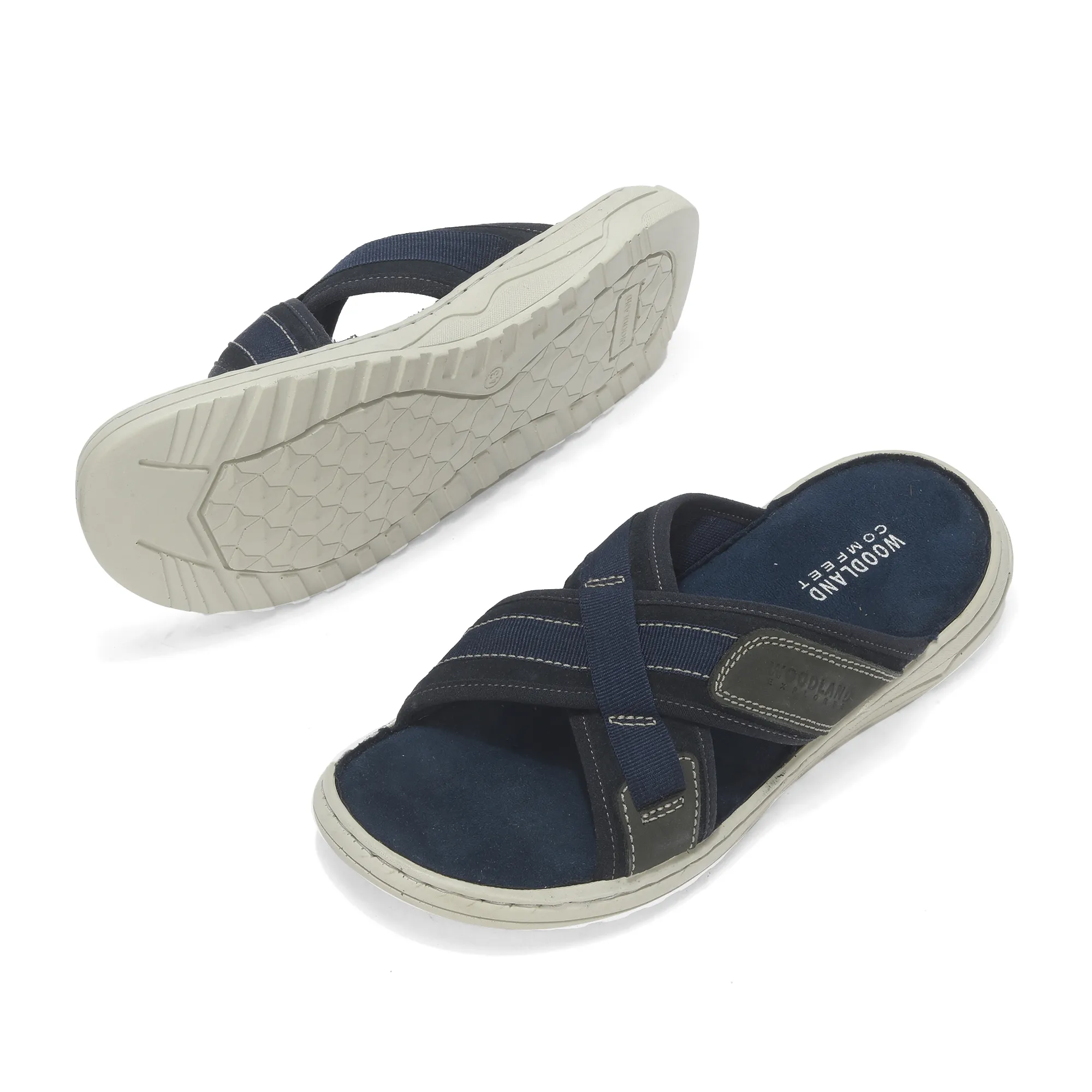 Suede Navy Slippers For Men - Thumbnail 6