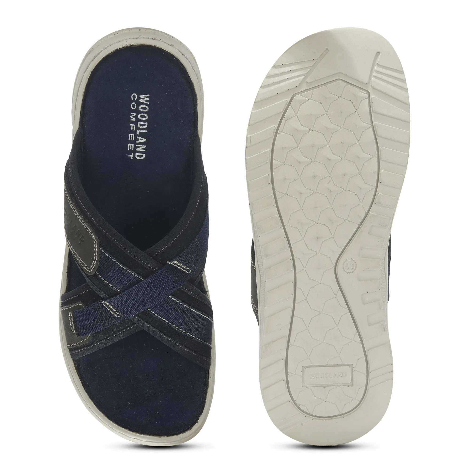 Suede Navy Slippers For Men - Thumbnail 9