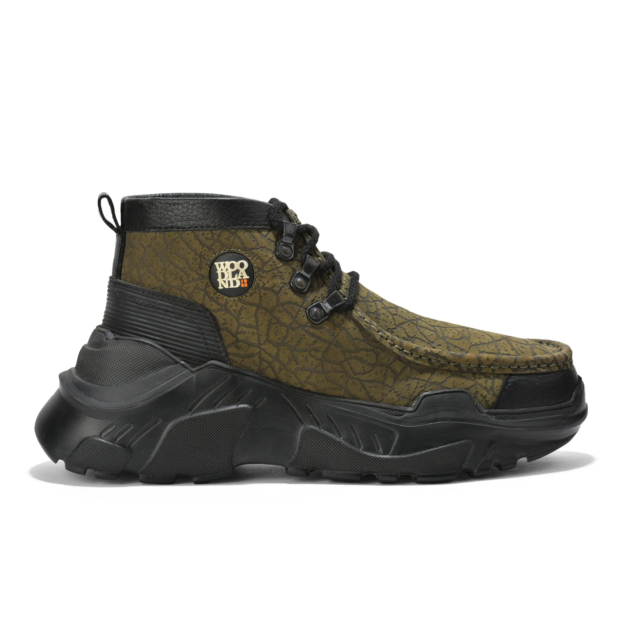 Woodland Olive Green Nubuck Lace-Up Casual Shoes - Thumbnail 2