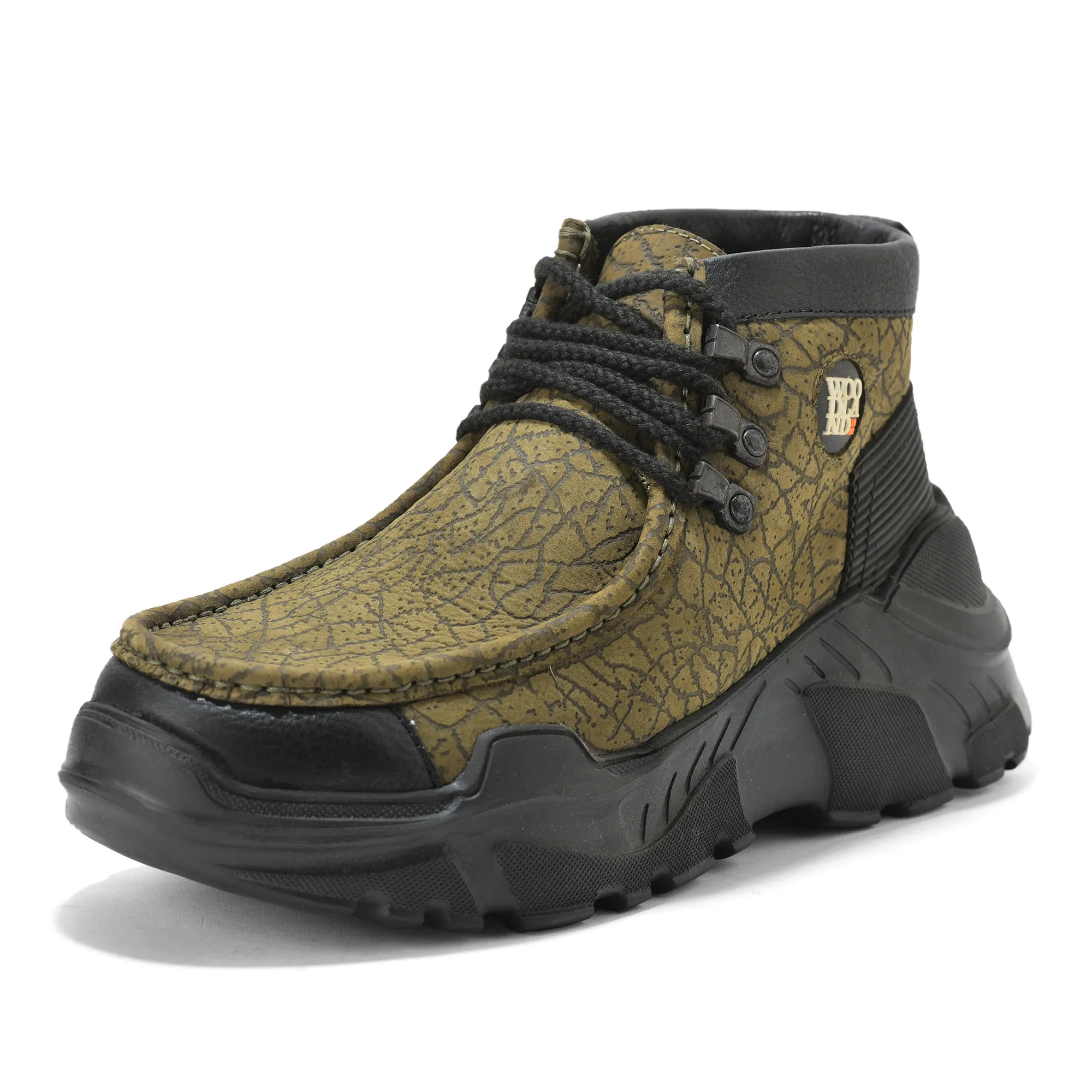 Woodland Olive Green Nubuck Lace-Up Casual Shoes - Thumbnail 11