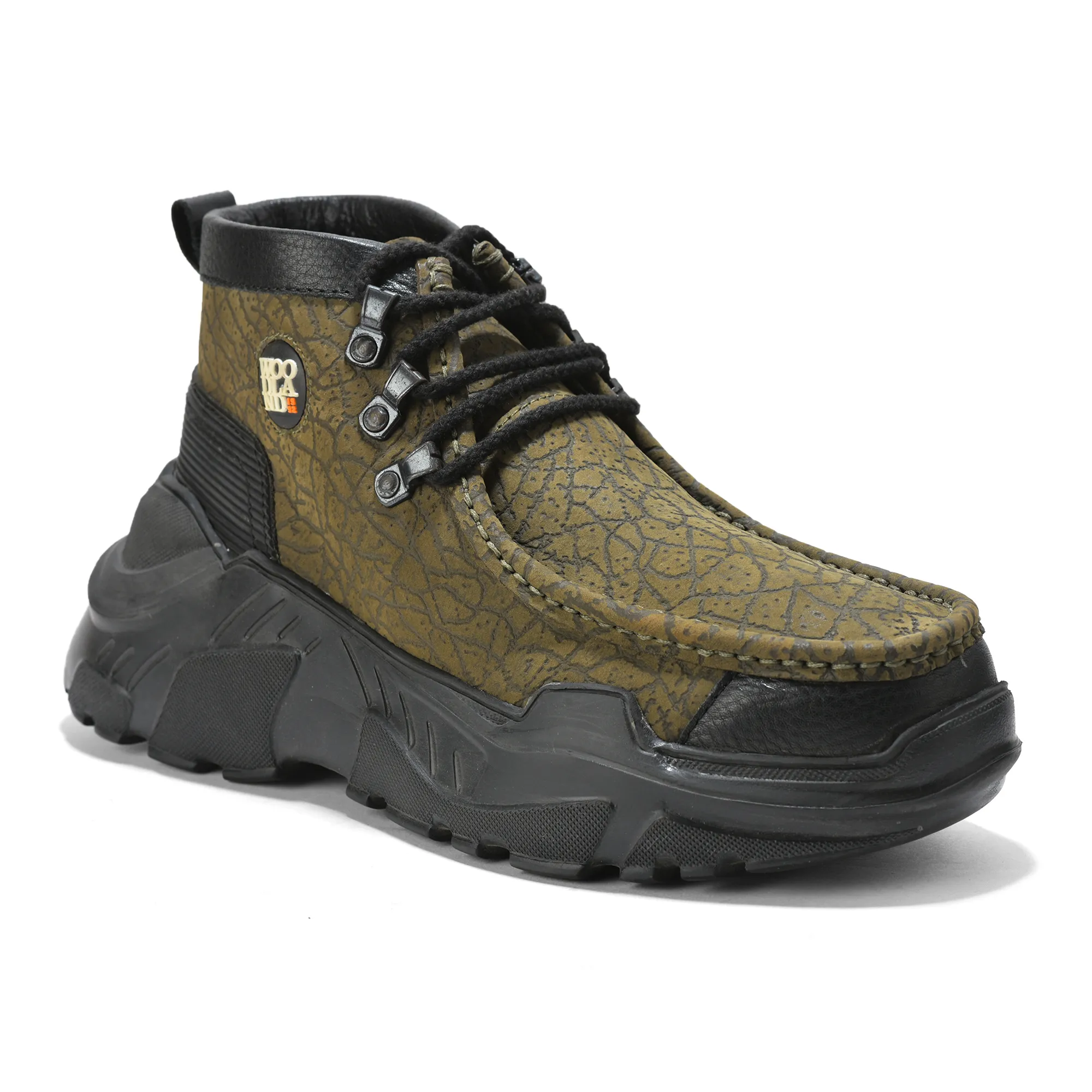Woodland Olive Green Nubuck Lace-Up Casual Shoes - Thumbnail 12