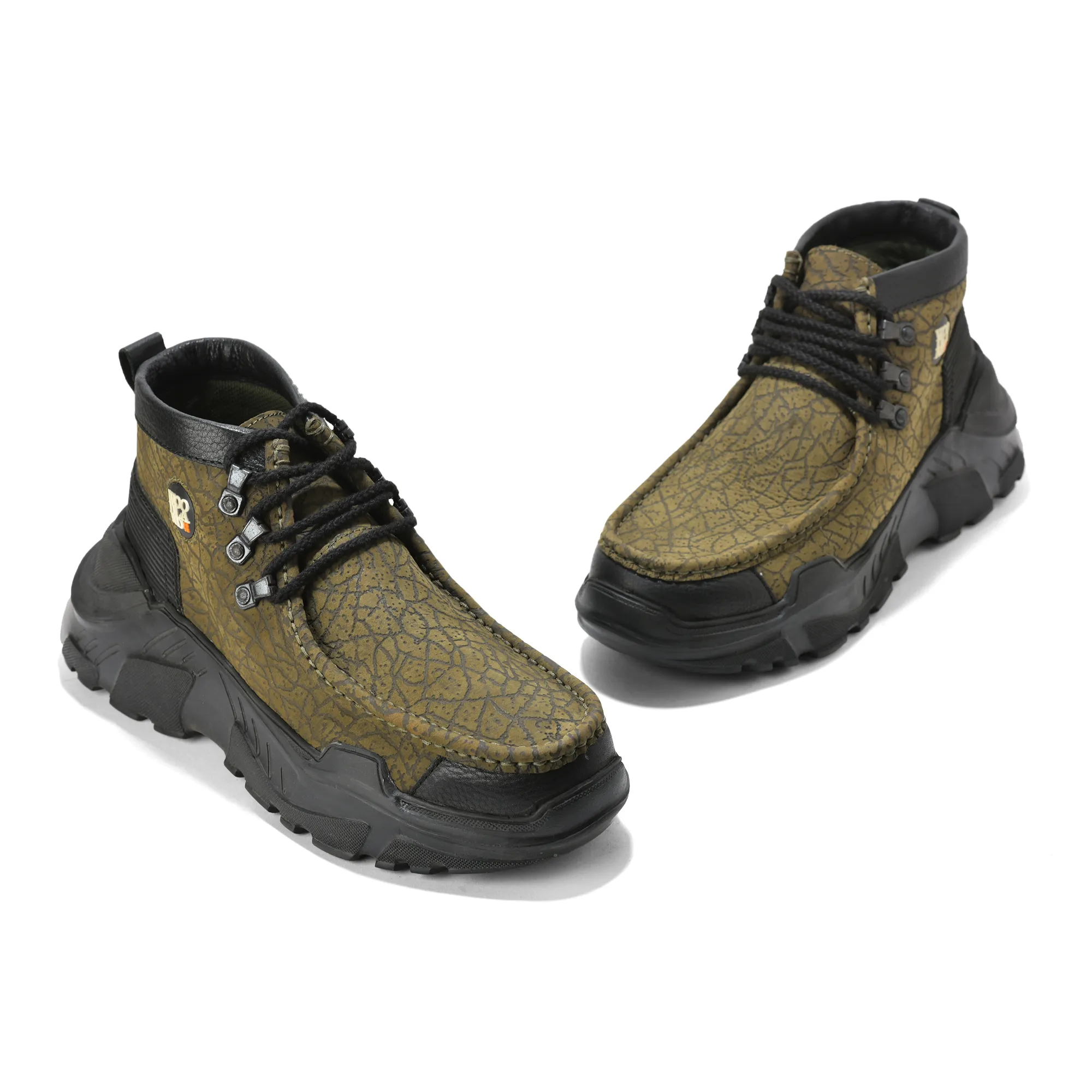 Woodland Olive Green Nubuck Lace-Up Casual Shoes - Thumbnail 3