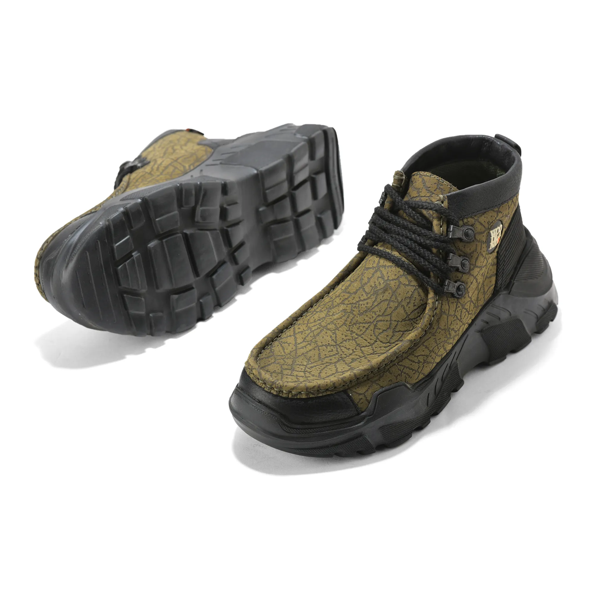 Woodland Olive Green Nubuck Lace-Up Casual Shoes - Thumbnail 6