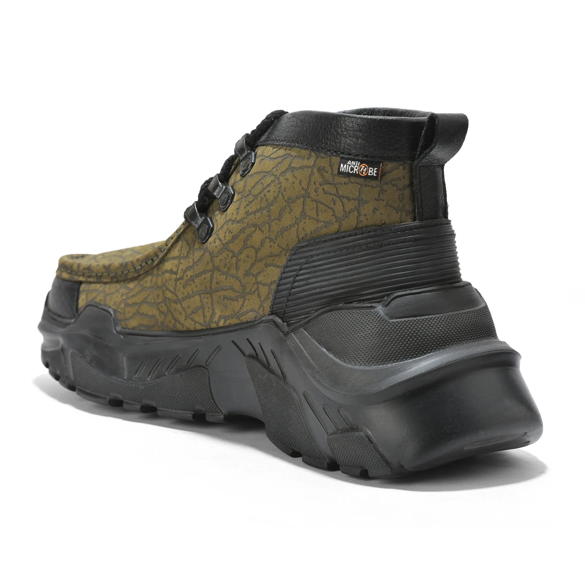 Woodland Olive Green Nubuck Lace-Up Casual Shoes - Thumbnail 7