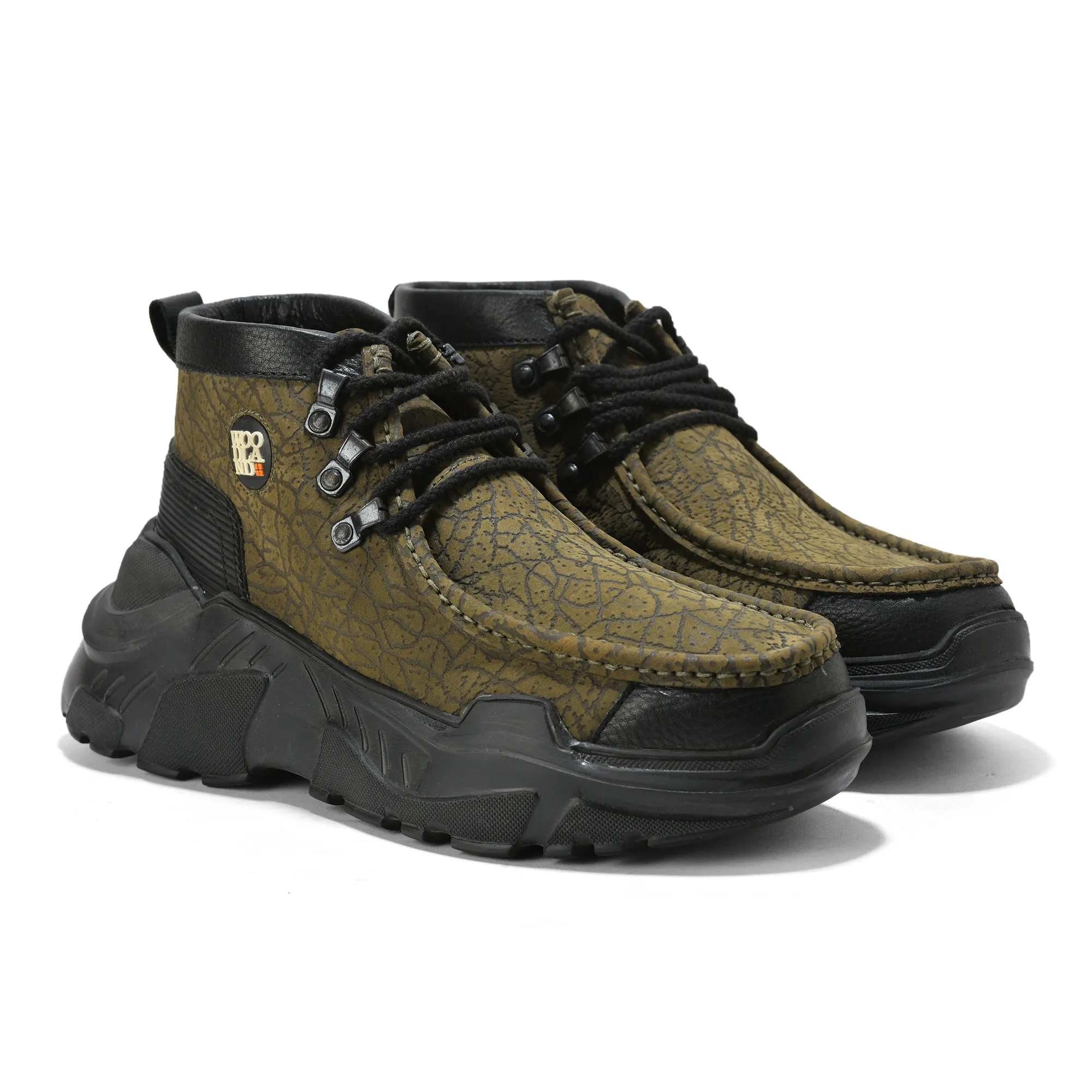 Woodland Olive Green Nubuck Lace-Up Casual Shoes - Thumbnail 8