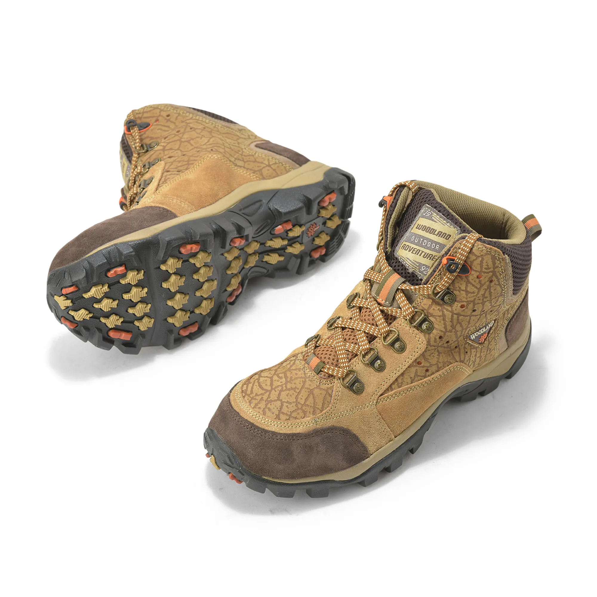 Woodland Camel Textured Boots For Men - Thumbnail 5