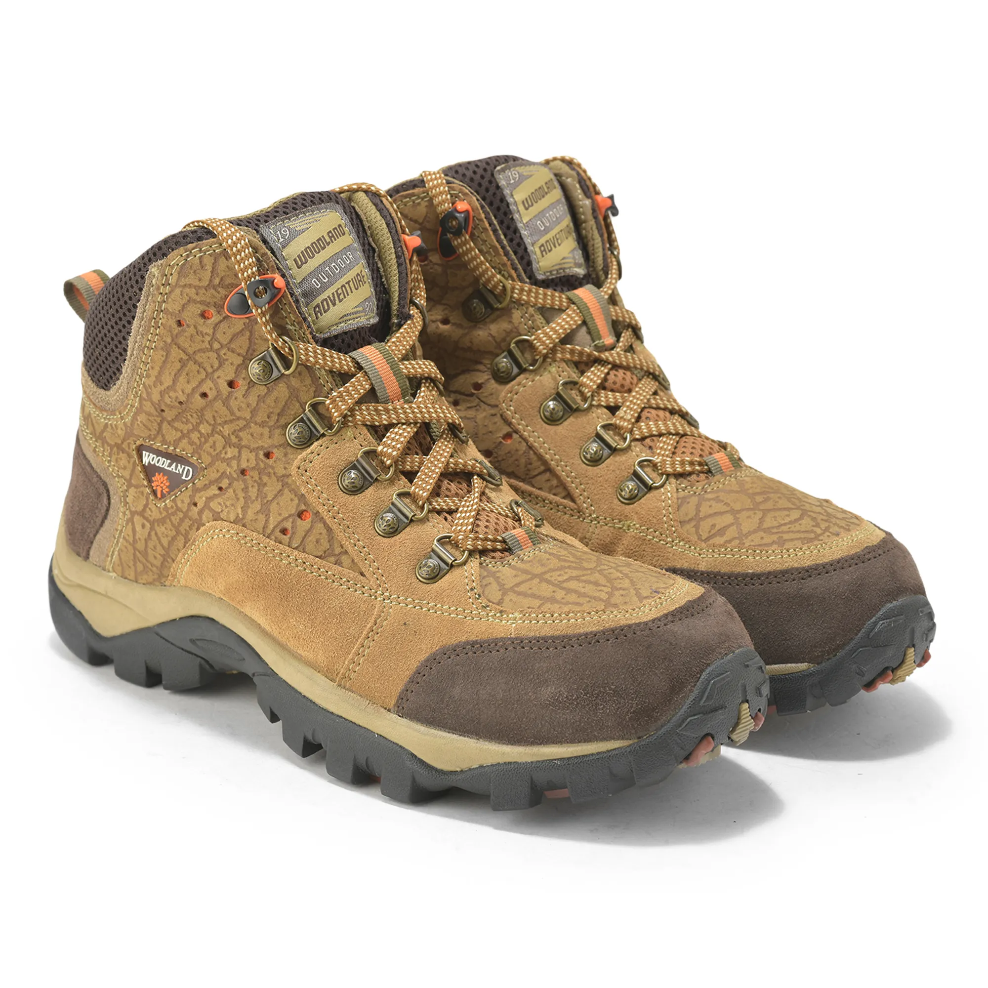 Woodland Camel Textured Boots For Men - Thumbnail 7