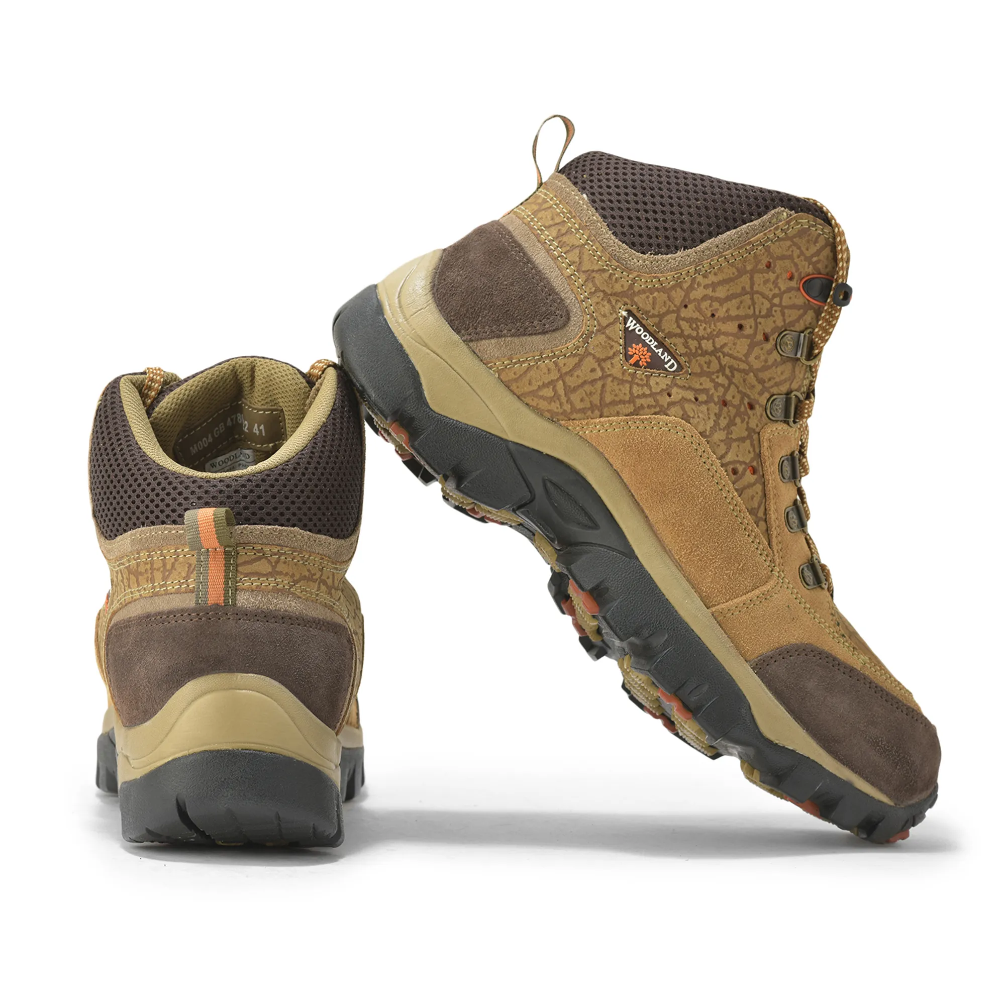 Woodland Camel Textured Boots For Men - Thumbnail 9