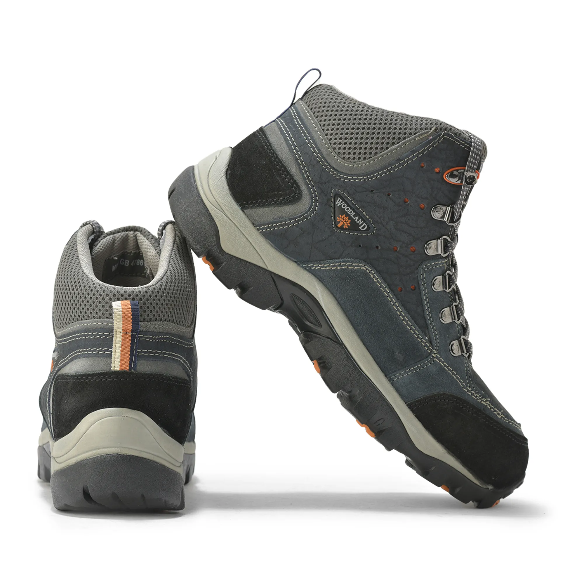 Woodland Navy Textured Boots For Men - Thumbnail 9