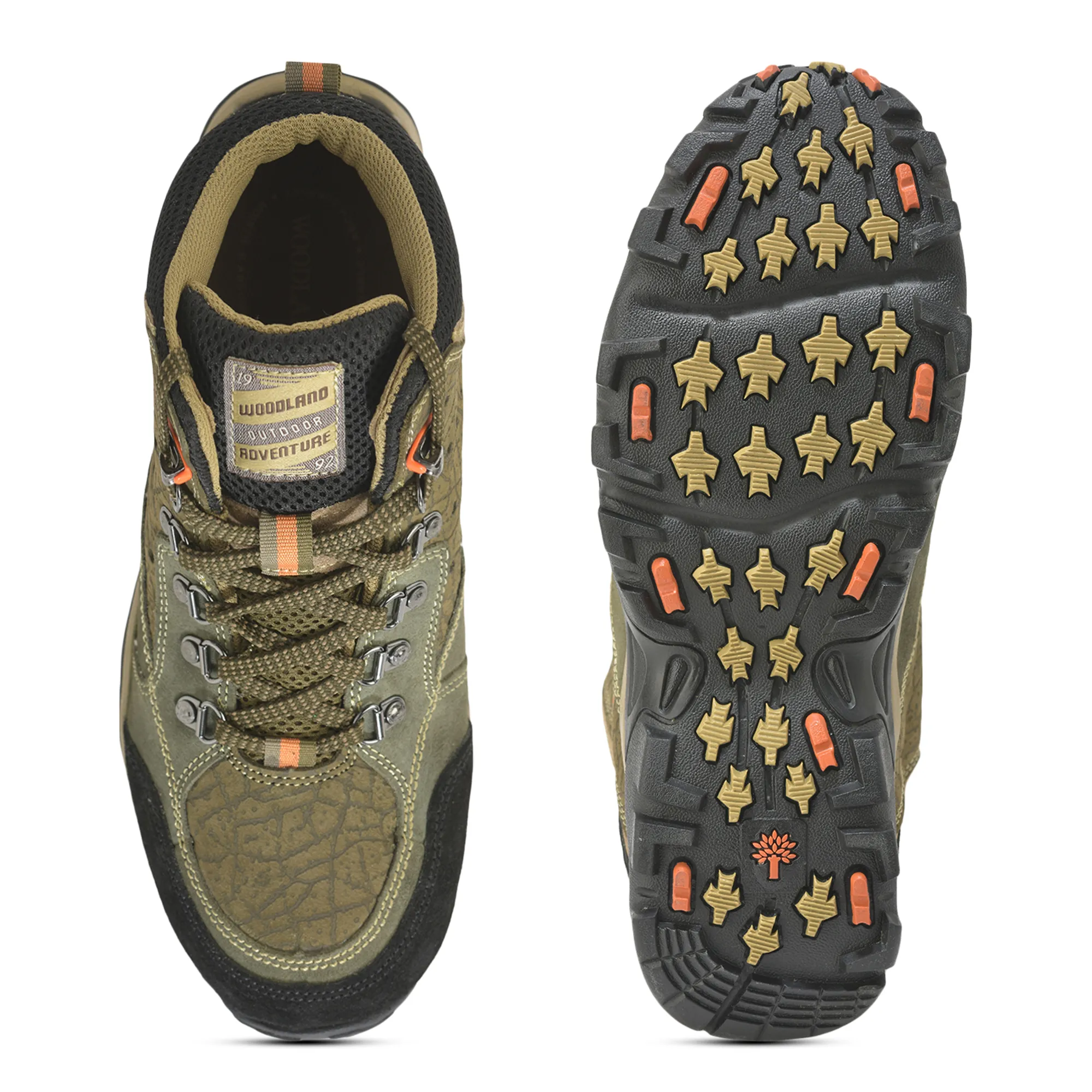 Woodland Olive Green Textured Boots For Men - Thumbnail 9