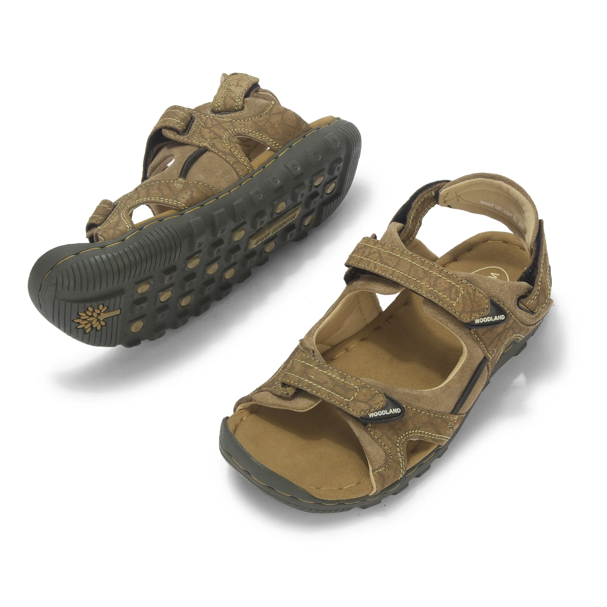 Woodland Dubai Khaki Velcro Mens Sandals - Thumbnail 6