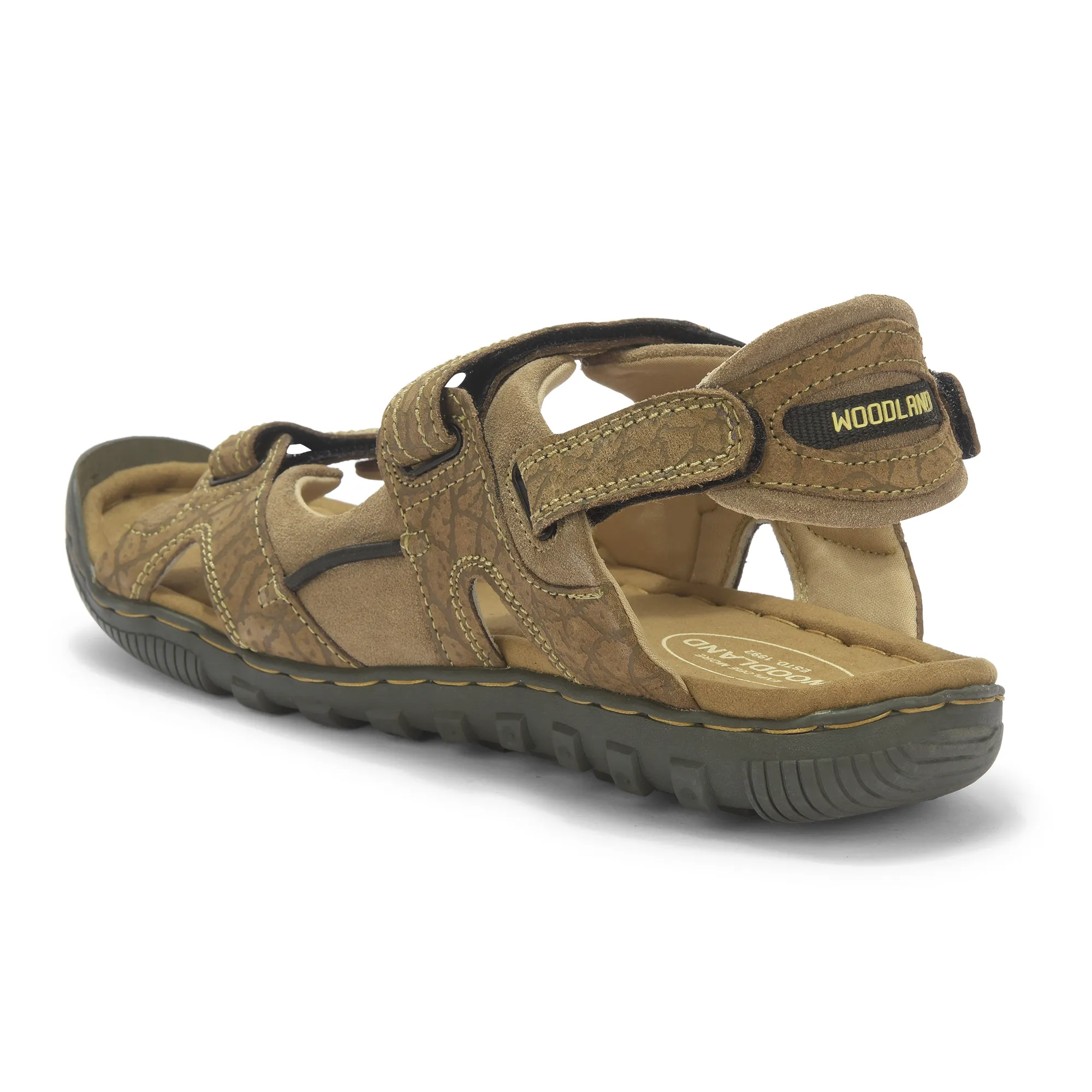 Woodland Dubai Khaki Velcro Mens Sandals - Thumbnail 7