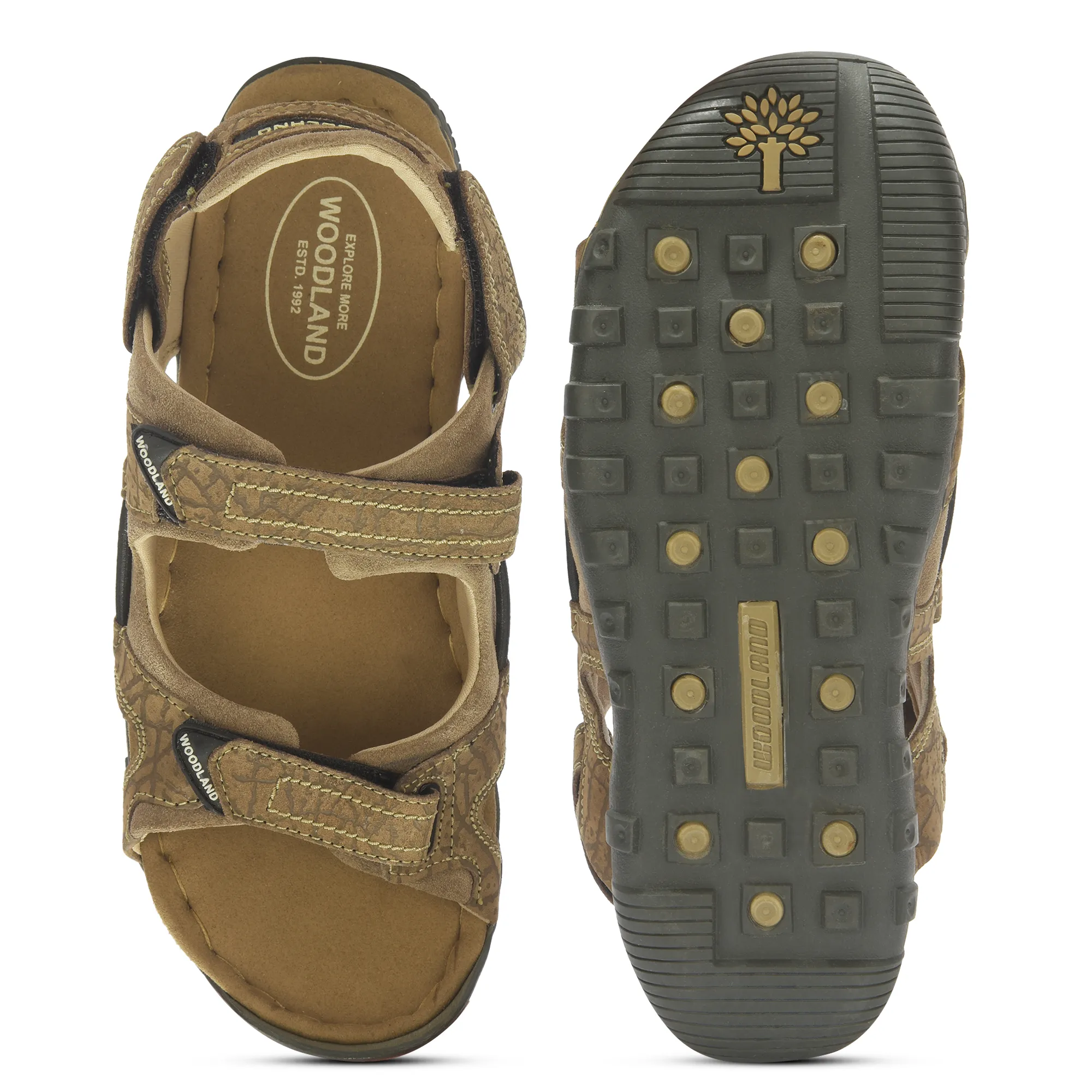 Woodland Dubai Khaki Velcro Mens Sandals - Thumbnail 9