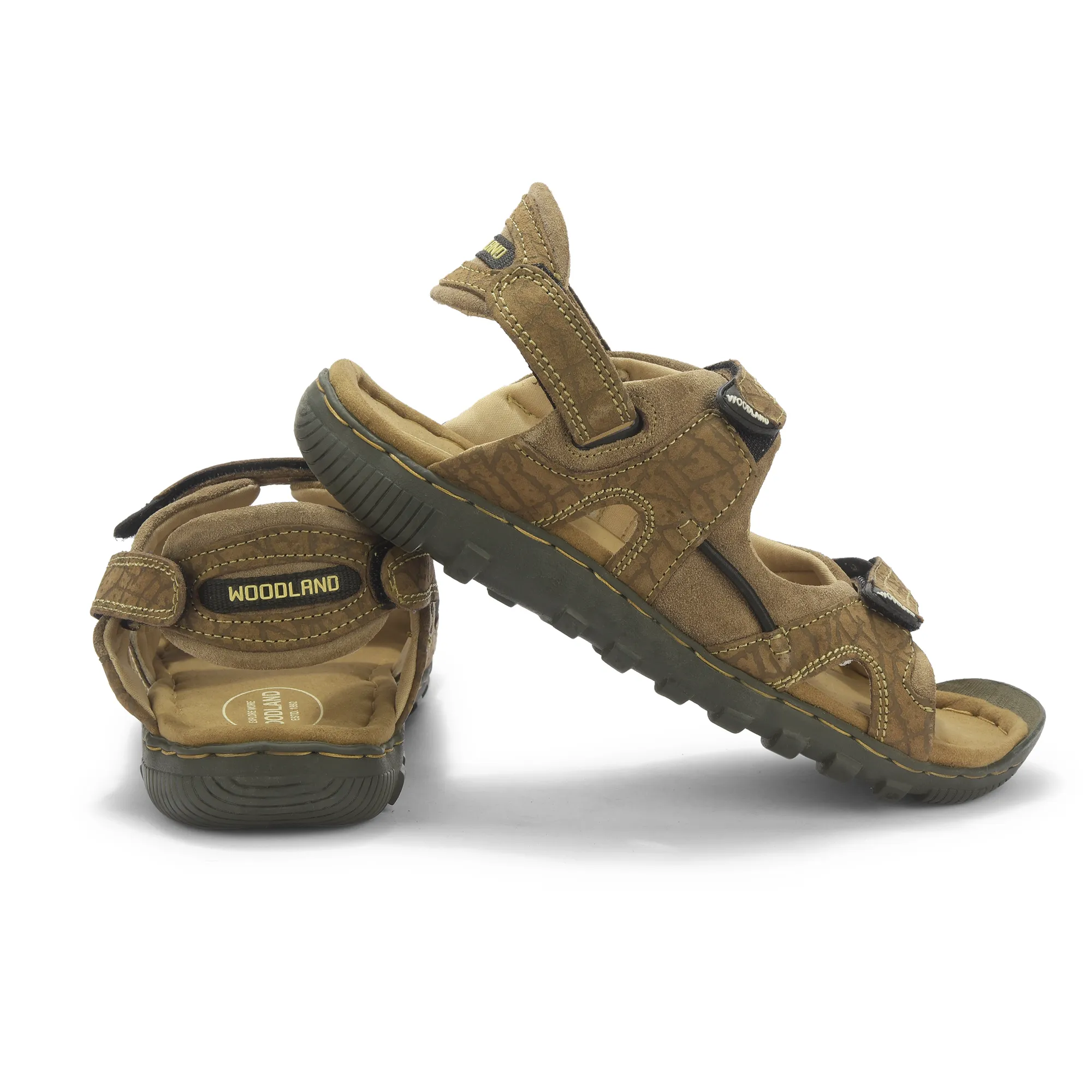 Woodland Dubai Khaki Velcro Mens Sandals - Thumbnail 10