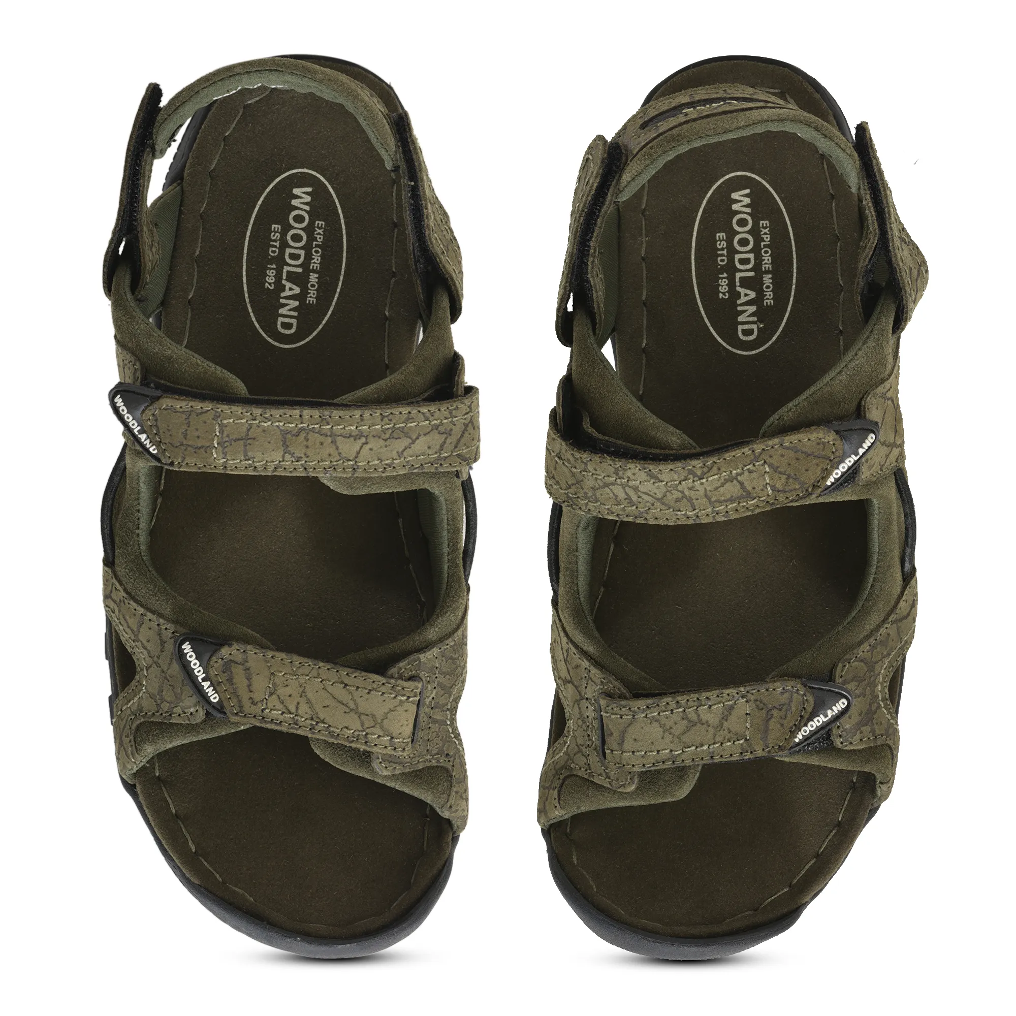 Woodland Olive Green Velcro Mens Sandals - Thumbnail 5