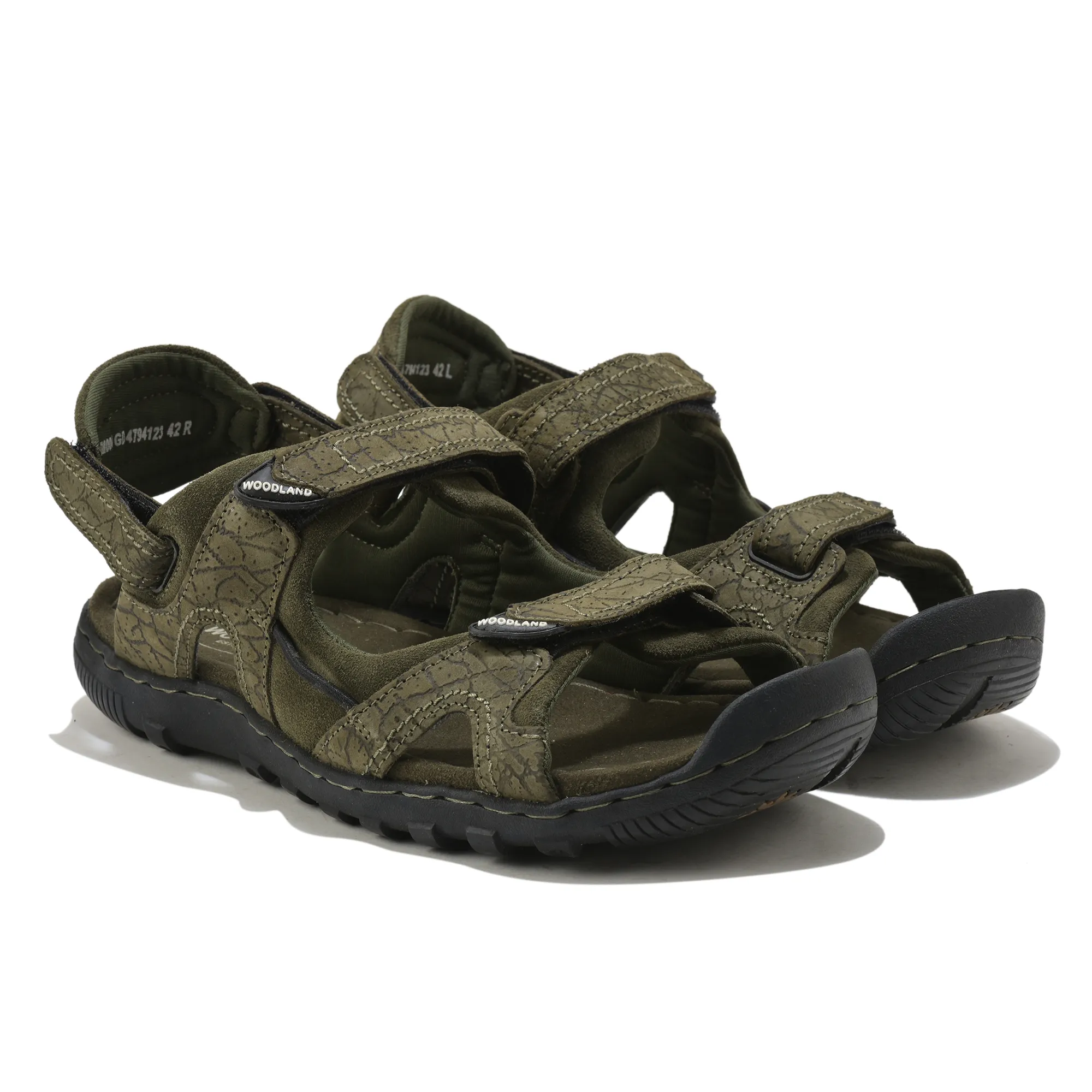 Woodland Olive Green Velcro Mens Sandals - Thumbnail 8
