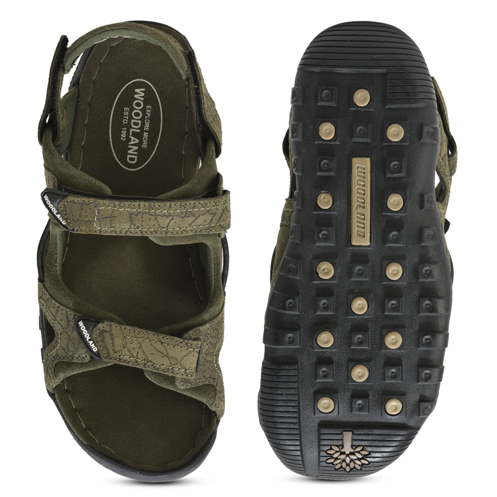 Woodland Olive Green Velcro Mens Sandals - Thumbnail 9