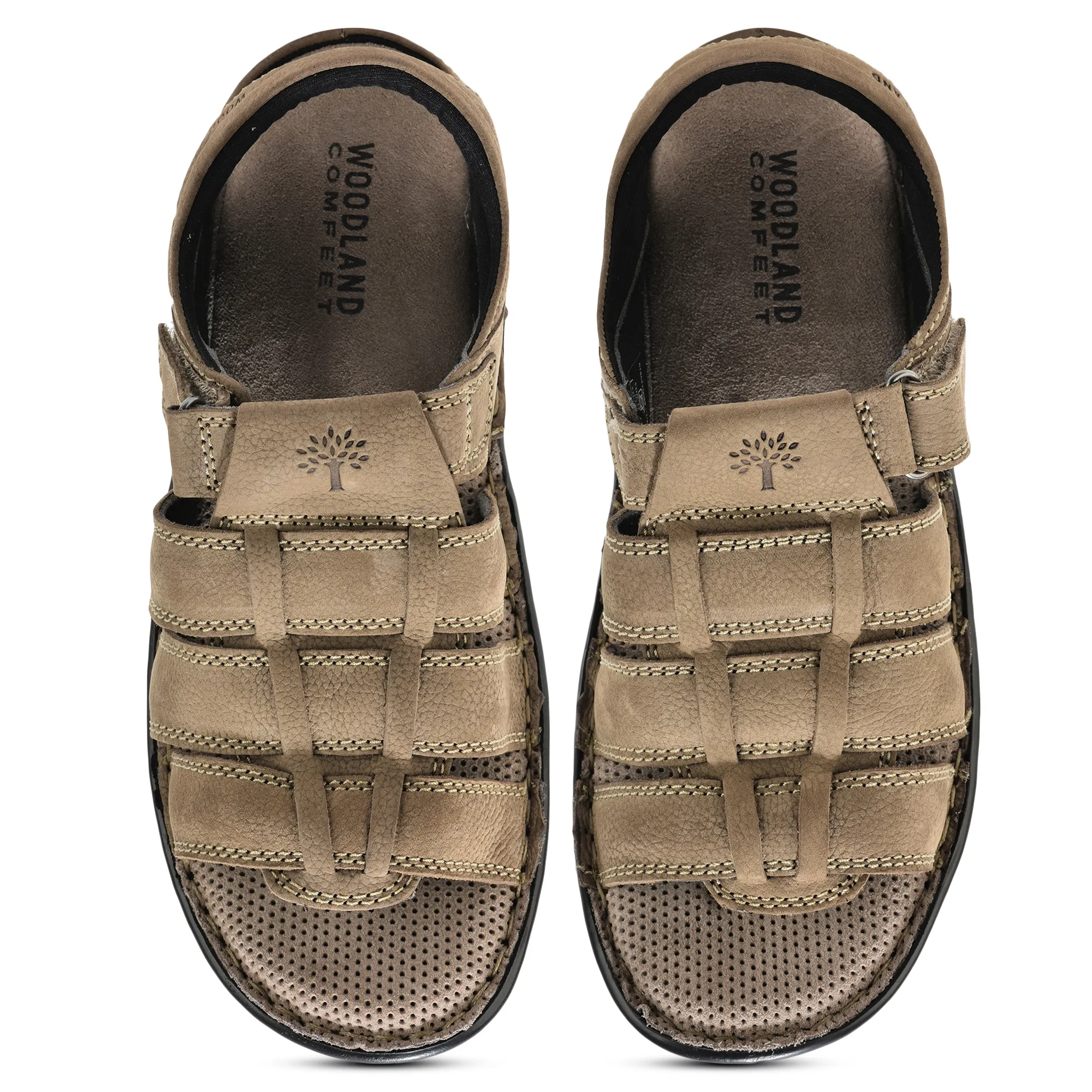 Woodland Dark Khaki Men Sandals - Thumbnail 4