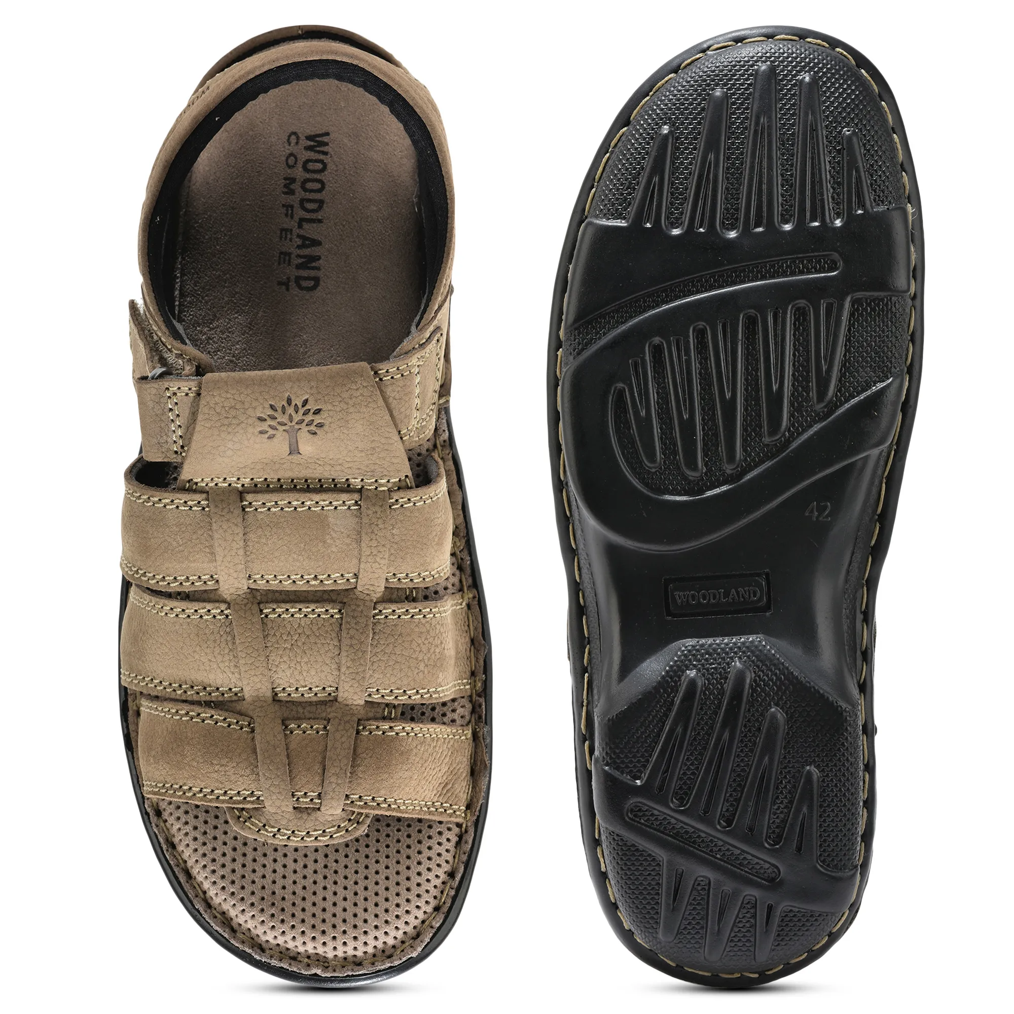 Woodland Dark Khaki Men Sandals - Thumbnail 8