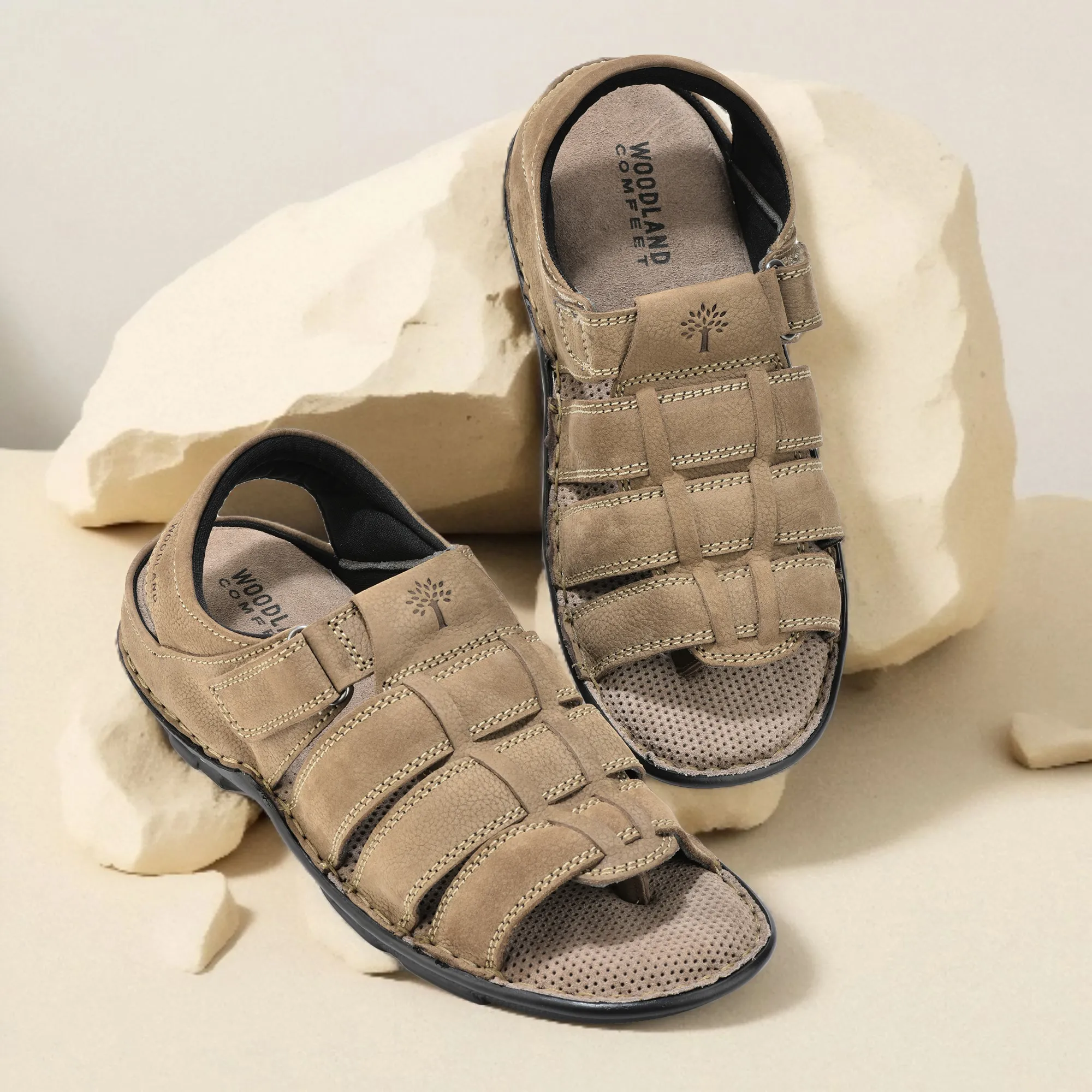 Woodland Dark Khaki Men Sandals - Thumbnail 9