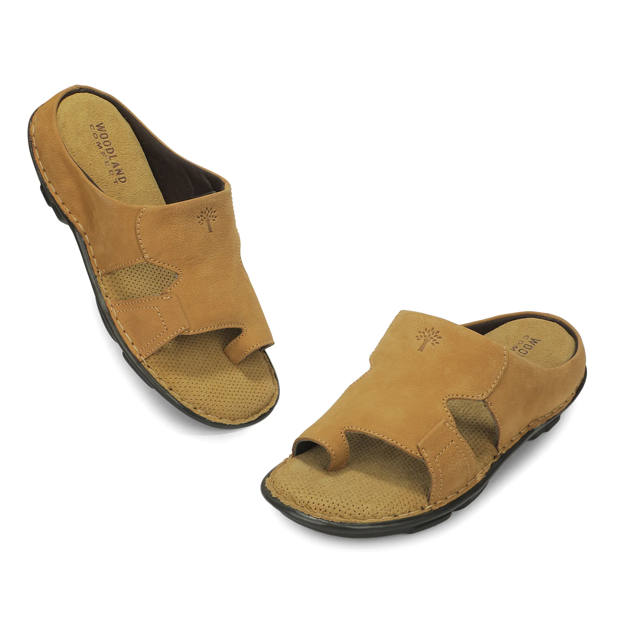 Men Camel Nubuk Print Casual Slippers 16