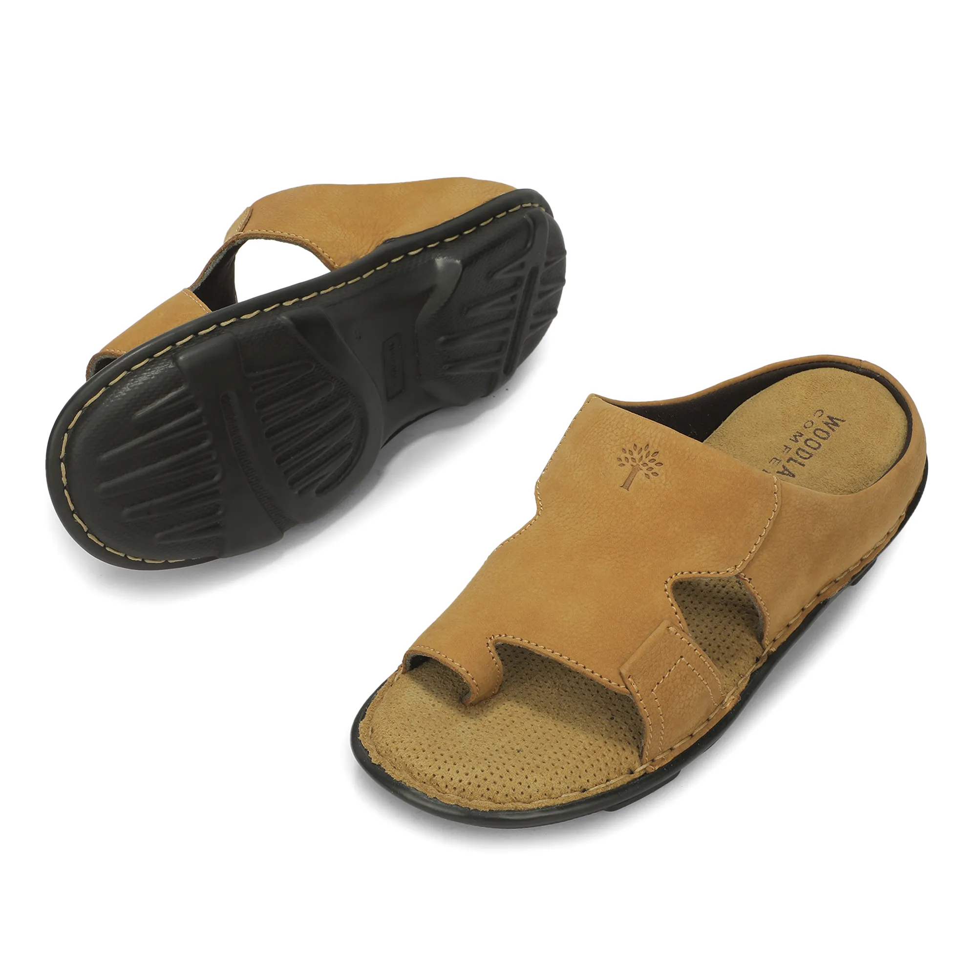 Men Camel Nubuk Print Casual Slippers 7