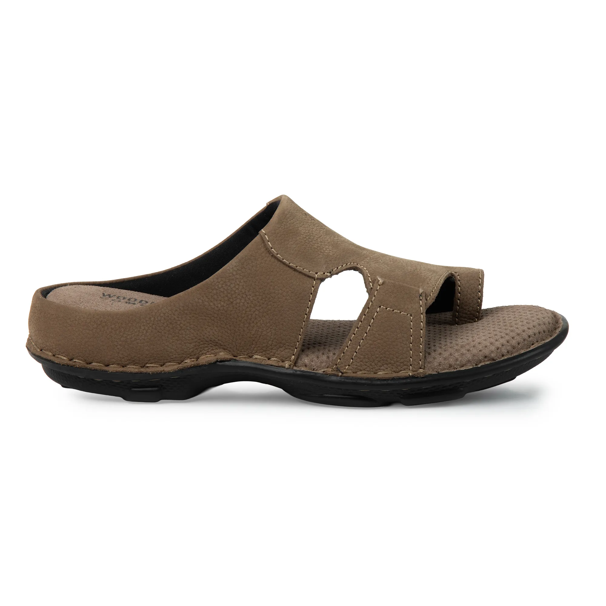 Men Dkhaki Nubuk Print Casual Slippers - Thumbnail 2