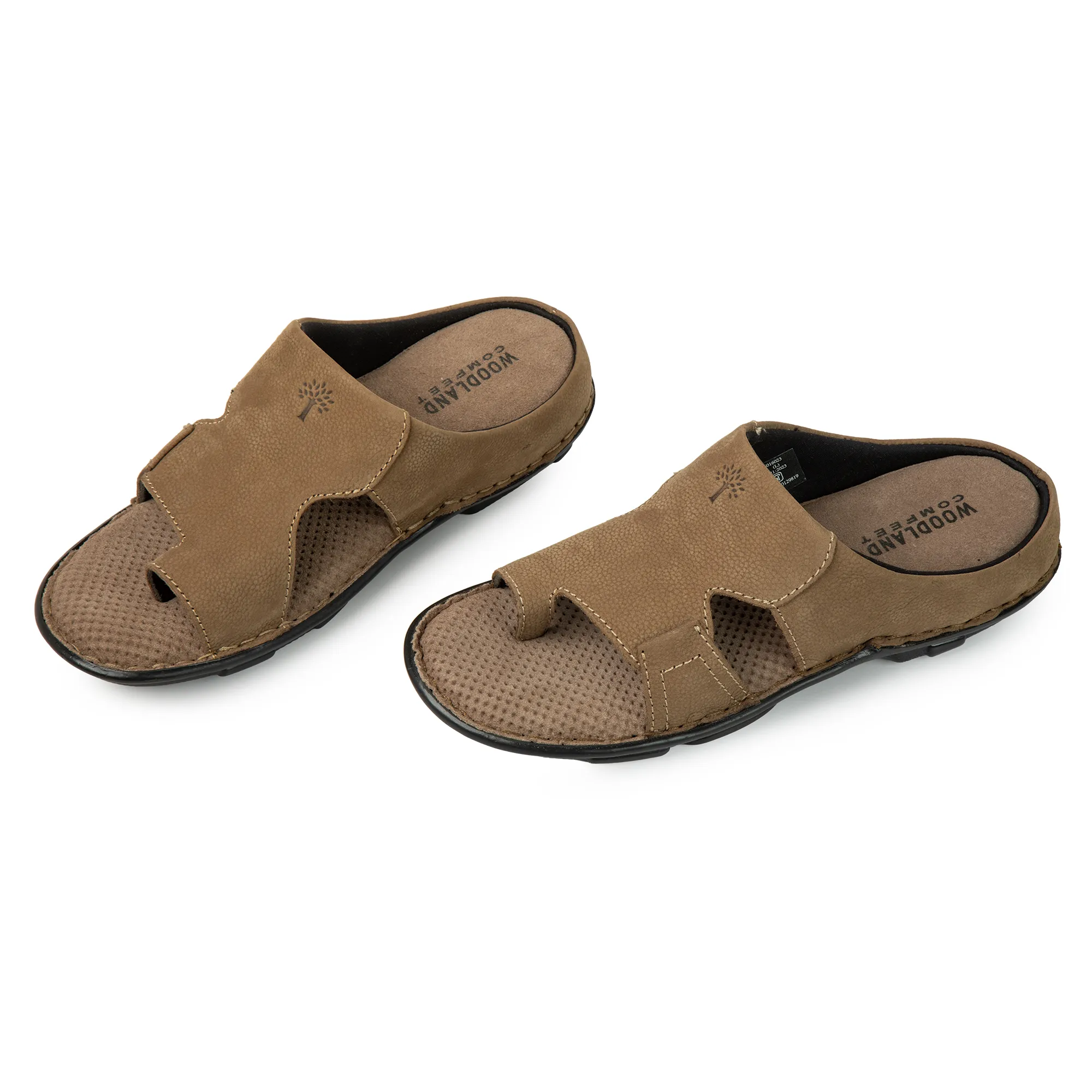 Men Dkhaki Nubuk Print Casual Slippers - Thumbnail 14